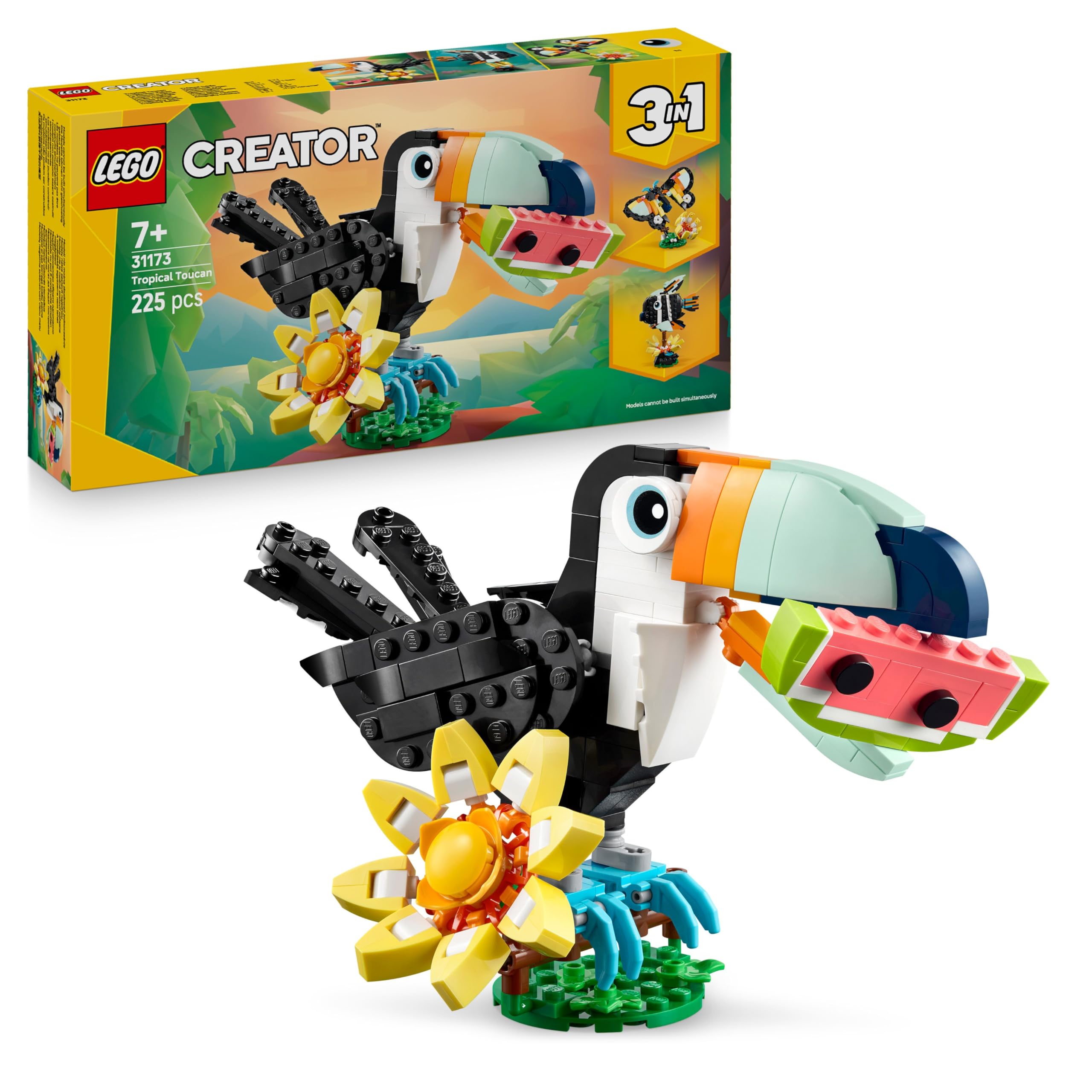LEGO Creator Wilde Tiere: Tropischer Tukan - 3-in-1-Spiel Tier verwandelt Sich in Schmetterling Minifigur oder Fisch - Kreatives Spielzeug - Geschenk für Mädchen und Jungen ab 7 Jahren 31173 Angebot bei HelloDeals