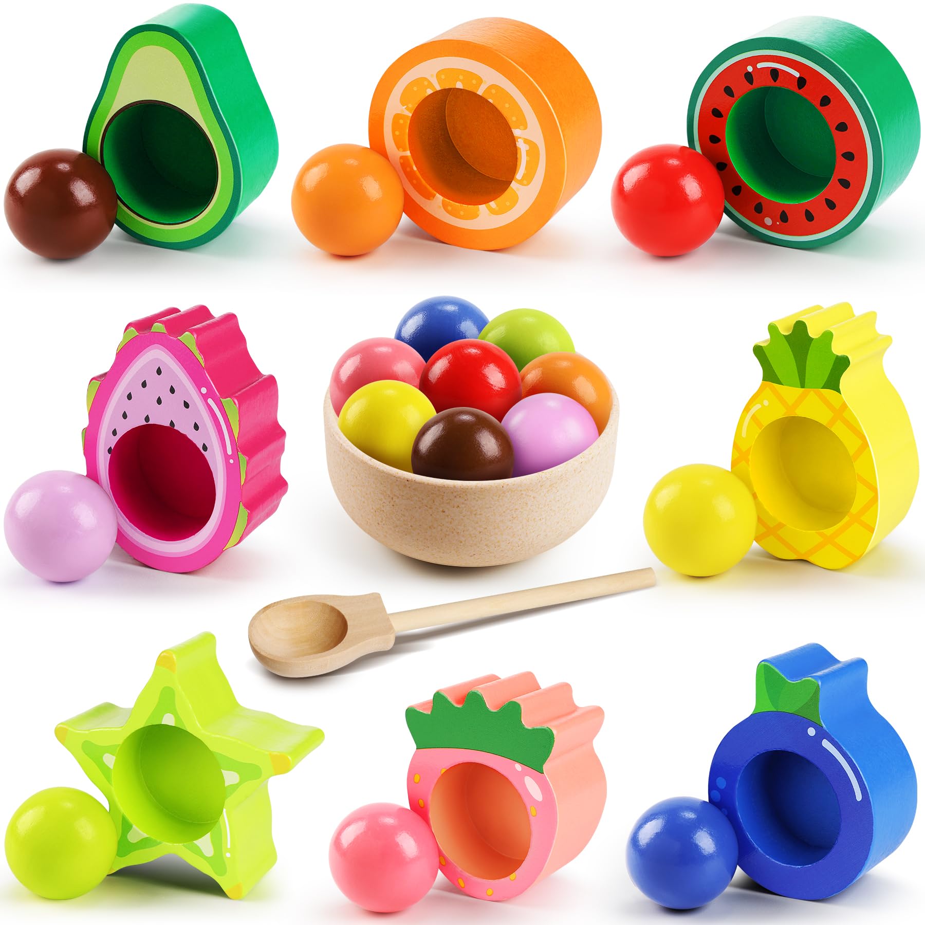 Seagoal Montessori Spielzeug ab 2 Jahr, Baby Motorikspielzeug Obst Holzspielzeug, Kinder Lernspielzeug Geschenk für Baby Mädchen Jungen 2 3 4 Jahre Angebot bei HelloDeals