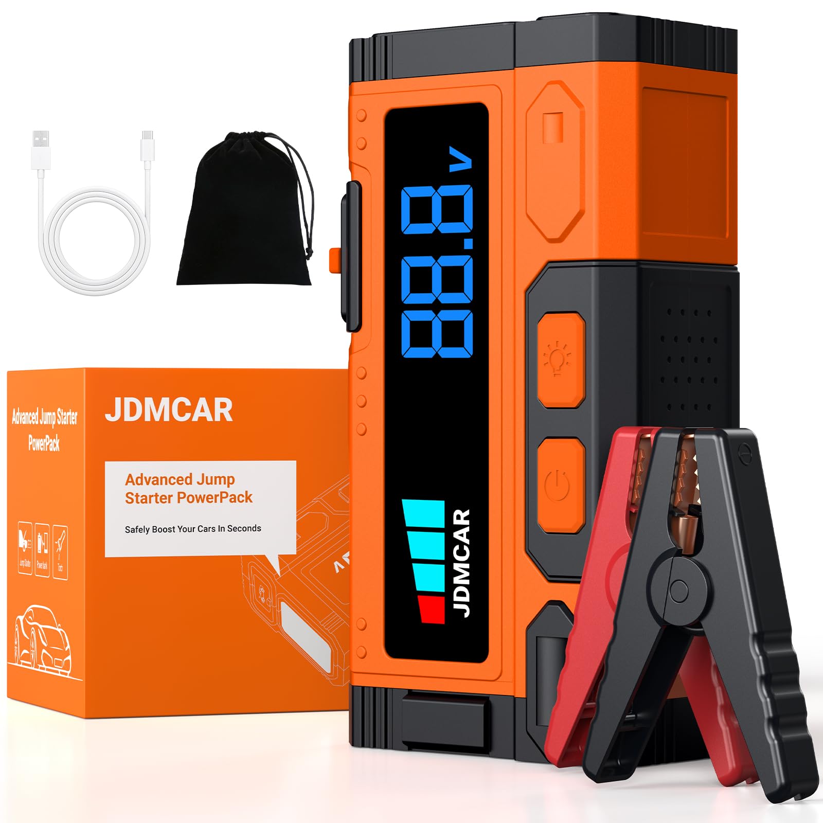 JDMCAR Starthilfe Powerbank für Pkw, 5000A 12V Auto Starthilfe Powerbank, Jumper Starter Powerbank mit LCD Bildschirm & LED Taschenlampe, Autobatterie Booster, für bis zu 9L Benzin & 8.5L Diesel MB Coral Angebot bei HelloDeals