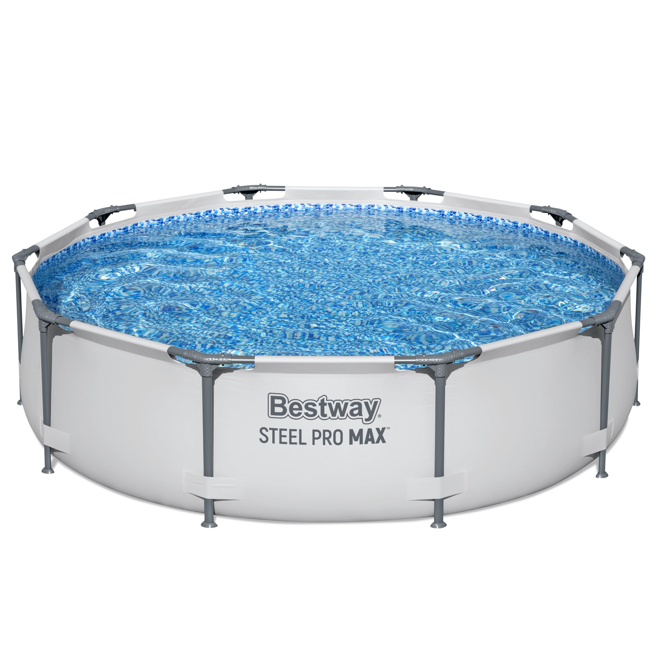 Bestway Steel Pro MAX Frame Pool ohne Pumpe Ø 305 x 76 cm, lichtgrau, rund, Grau Single Angebot bei HelloDeals