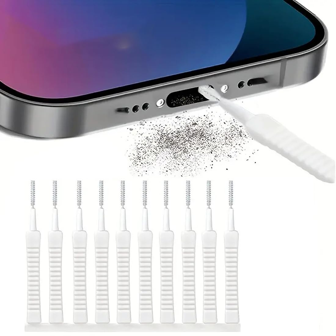 OUDQFCJ USB C Handy Reinigungsset 10 teiliges Telefon Port Reinigungsbürsten Set Metall Anti Staub Stecker Telefon Lautsprecher Reinigungsbürsten Telefonhörer Reinigungsbürste Angebot bei HelloDeals