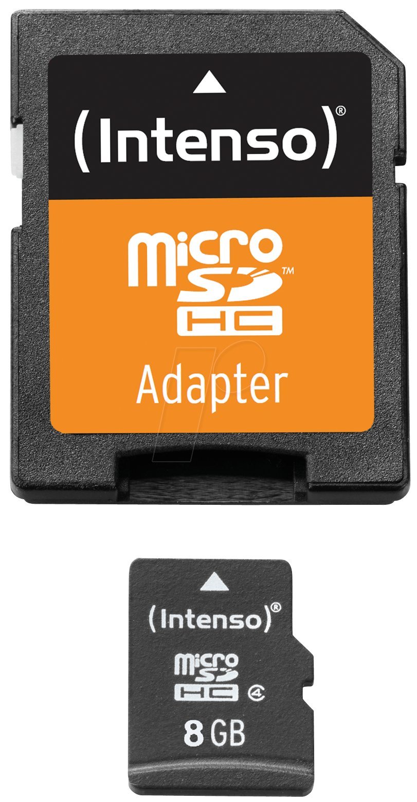 Intenso microSDHC 8GB Class 4 Speicherkarte inkl. SD-Adapter, schwarz 8 GB Class 4 SDHC Angebot bei HelloDeals