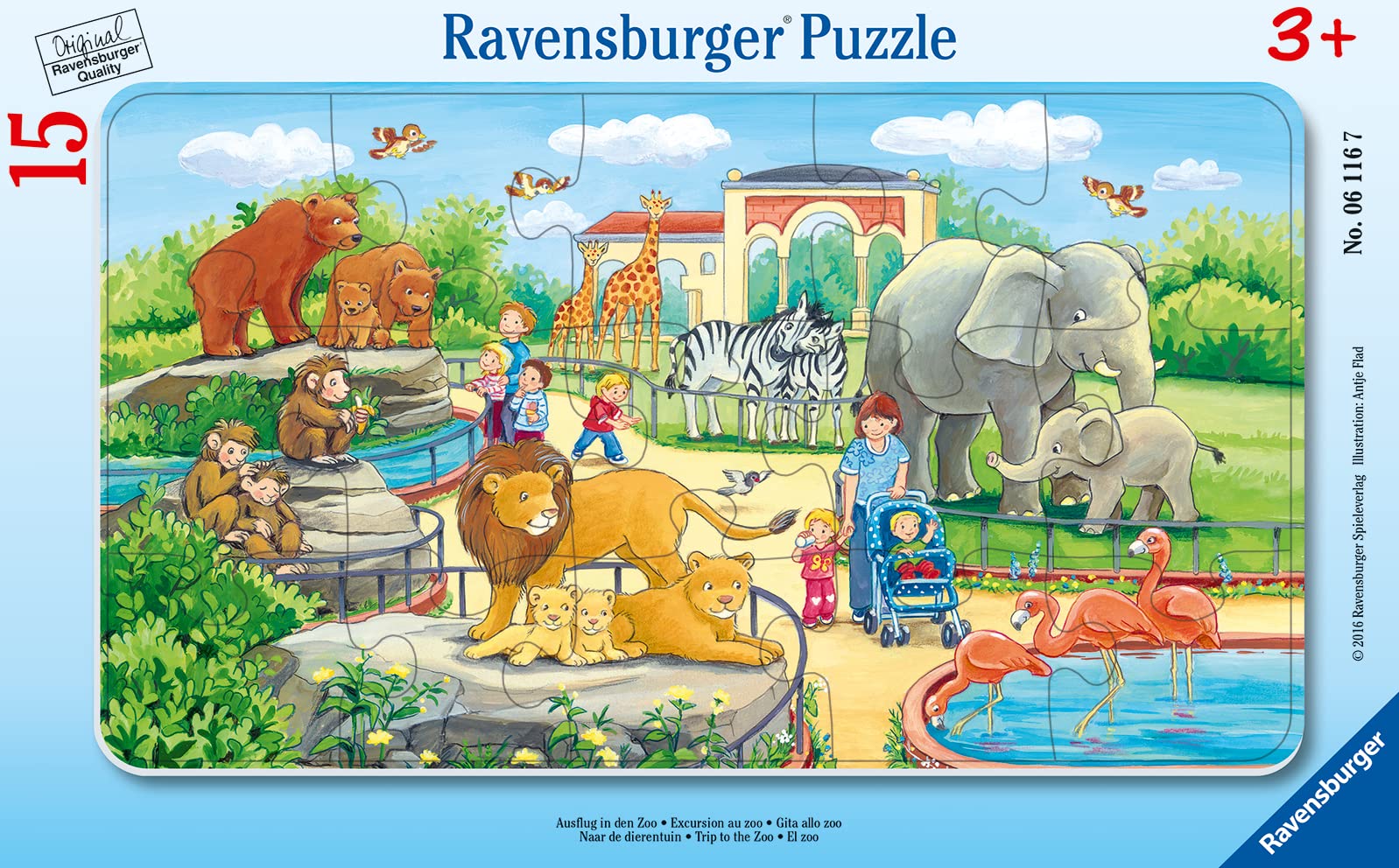 Ravensburger Kinderpuzzle - 06116 Ausflug in den Zoo - Rahmenpuzzle für Kinder ab 3 Jahren, mit 15 Teilen Single Angebot bei HelloDeals