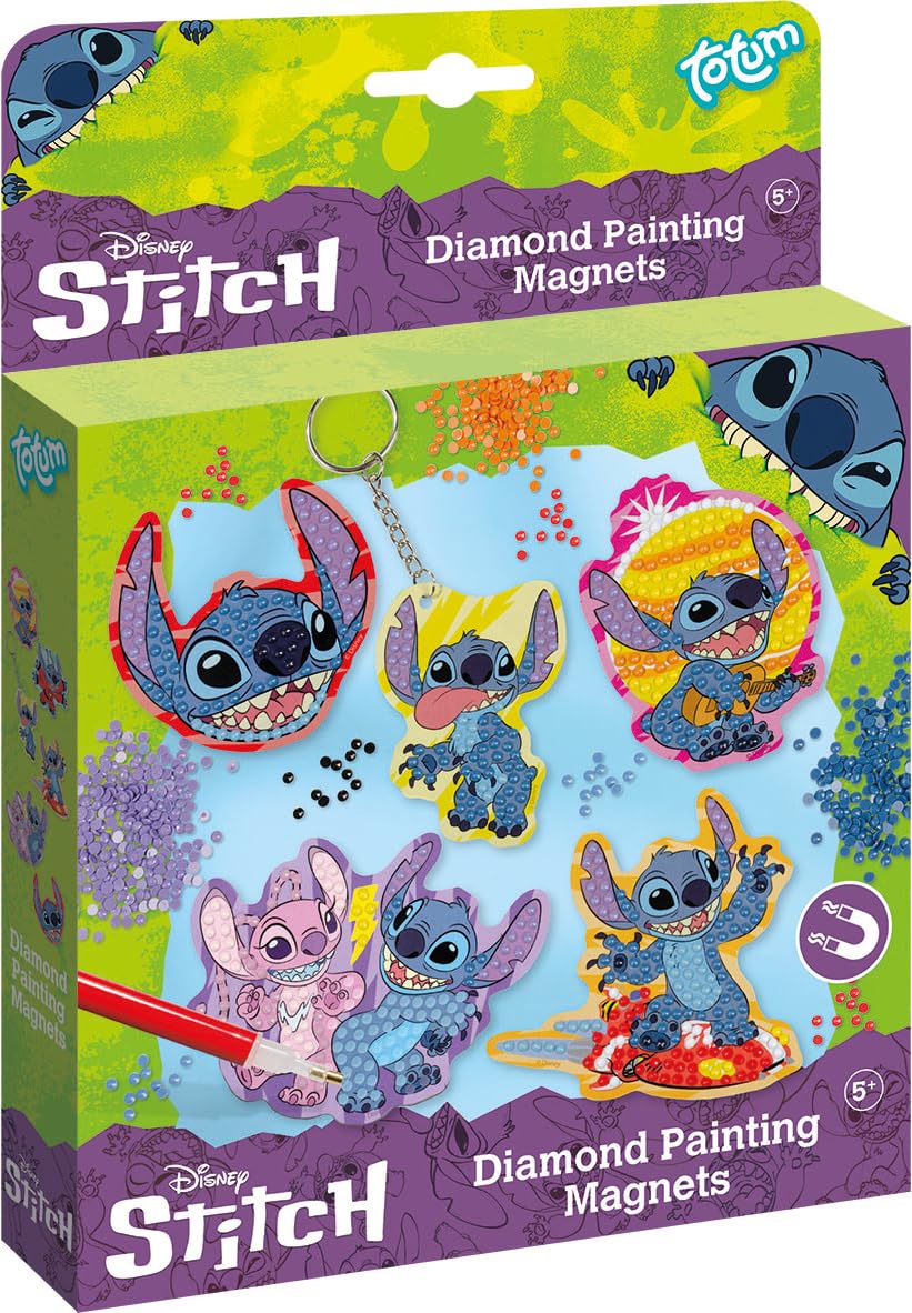 Totum Stitch Diamantbasteln und Magnetspaß: Niedliche Stitch-Designs mit über 800 bunte Diamantsteinchen/Schlüsselanhänger, bunt Angebot bei HelloDeals