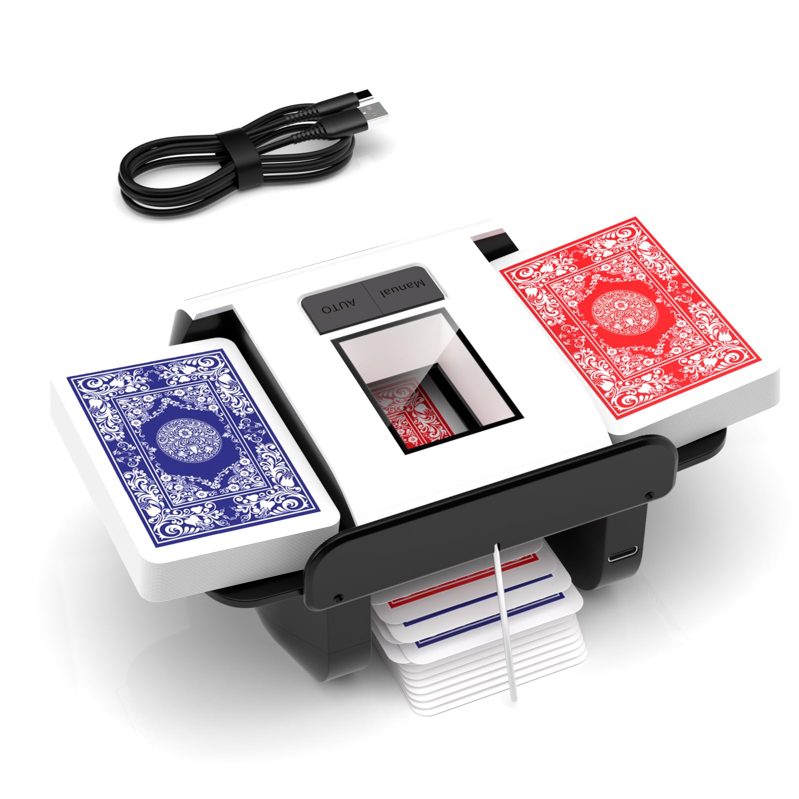 Kartenmischmaschine, Automatischer Kartenmischer für 1–2 Decks, Elektrische Mischmaschine Karten mit 2000mAh Wiederaufladbarer, Geräuscharm kartenmischgerät für UNO Skip Bo Kartenspiel Poker Phase10 Angebot bei HelloDeals