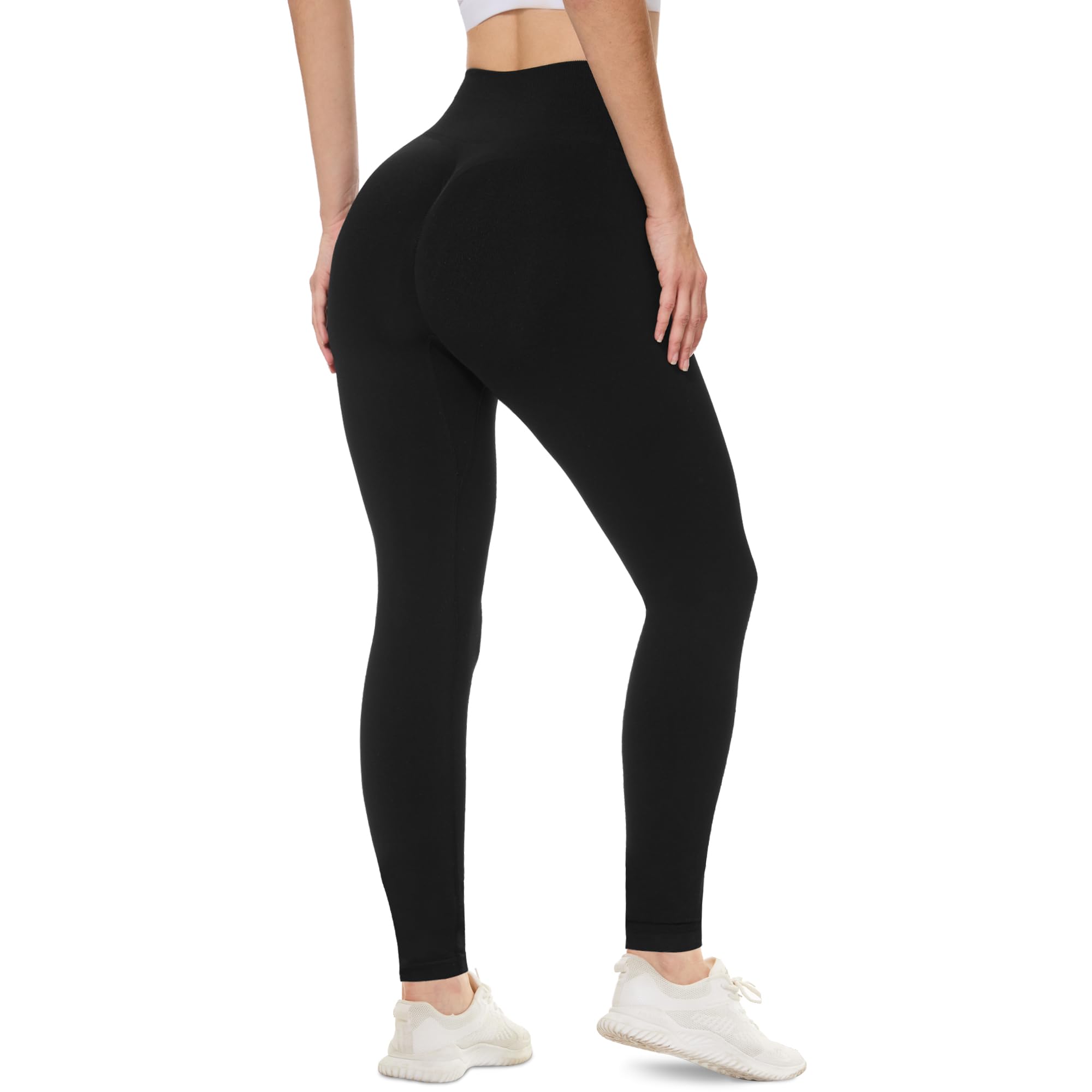 DDOBB Scrunch Butt Leggings Sport Damen Leggins Gym Fitness Push Up Booty Nahtlose Po High Waist Sportleggins Lang Seamless Yogahose Blickdichte M Schwarz Angebot bei HelloDeals