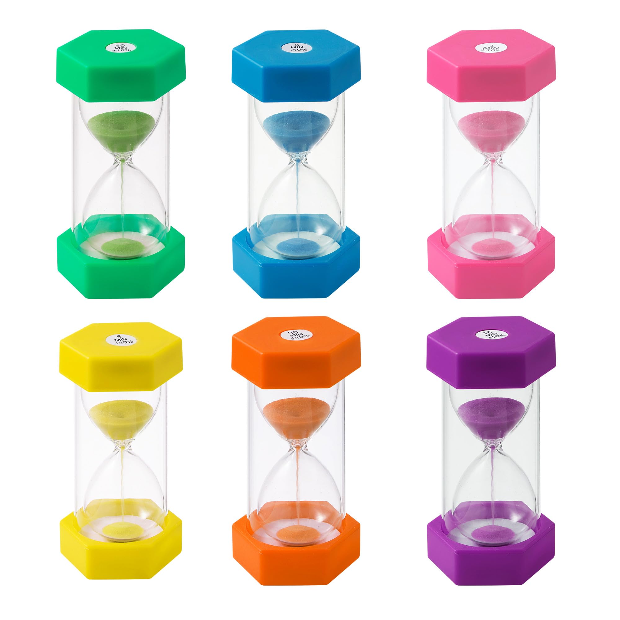6 Stück Bunter Sanduhren für Kinder, Buntes Sanduhren Set 1/3/5/10/15/30 Minuten, Zeitmesser Sanduhren für das Leben der Kinder, Lernen, Spiel Timing. Angebot bei HelloDeals