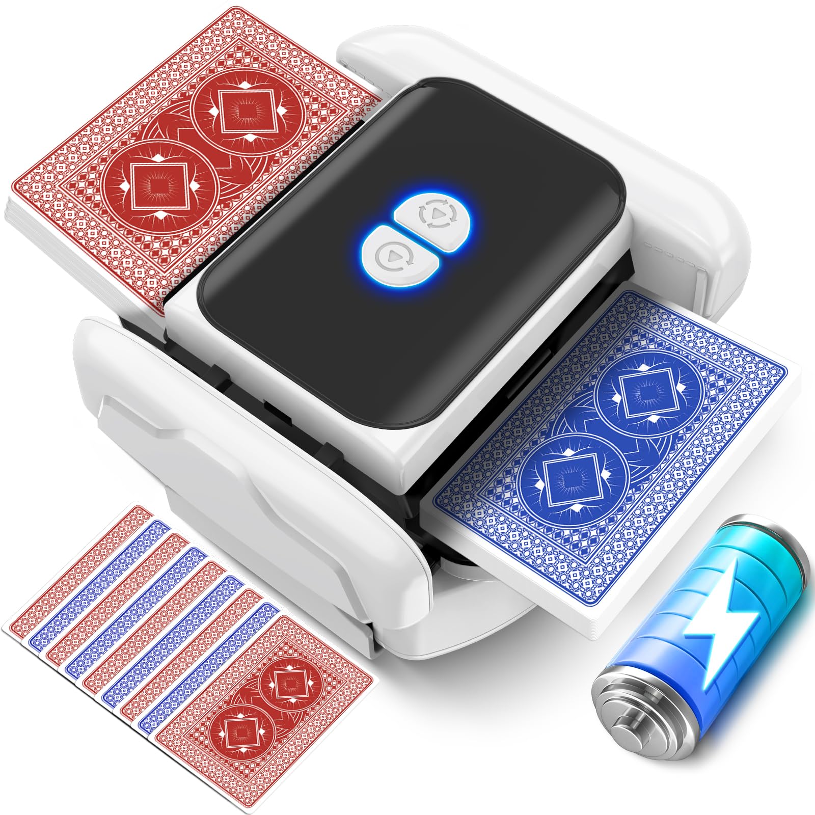 Kartenmischmaschine Elektrische - Automatischer Mischmaschine Karten,USB Kartenmischer mit Akku 2600mah,Kartenmischgerät für 1-2 Decks Poker Gleichmäßig & Nicht Eingeklemmt,Card Shuffler für UNO,Romme Angebot bei HelloDeals