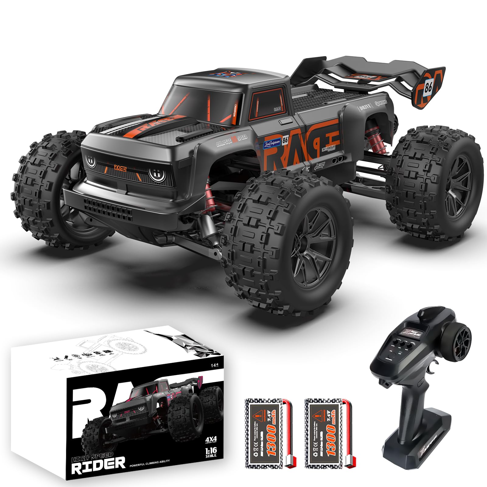 dexinco Ferngesteuertes Auto, 1:16 RC Auto, 4WD 40km/h Hobby Offroad Monster RC Truck, All Terrain Wasserdicht RTR RC Buggy, RC Crawler mit 2 Akku, Geländegängig Spielzeug LKW Angebot bei HelloDeals