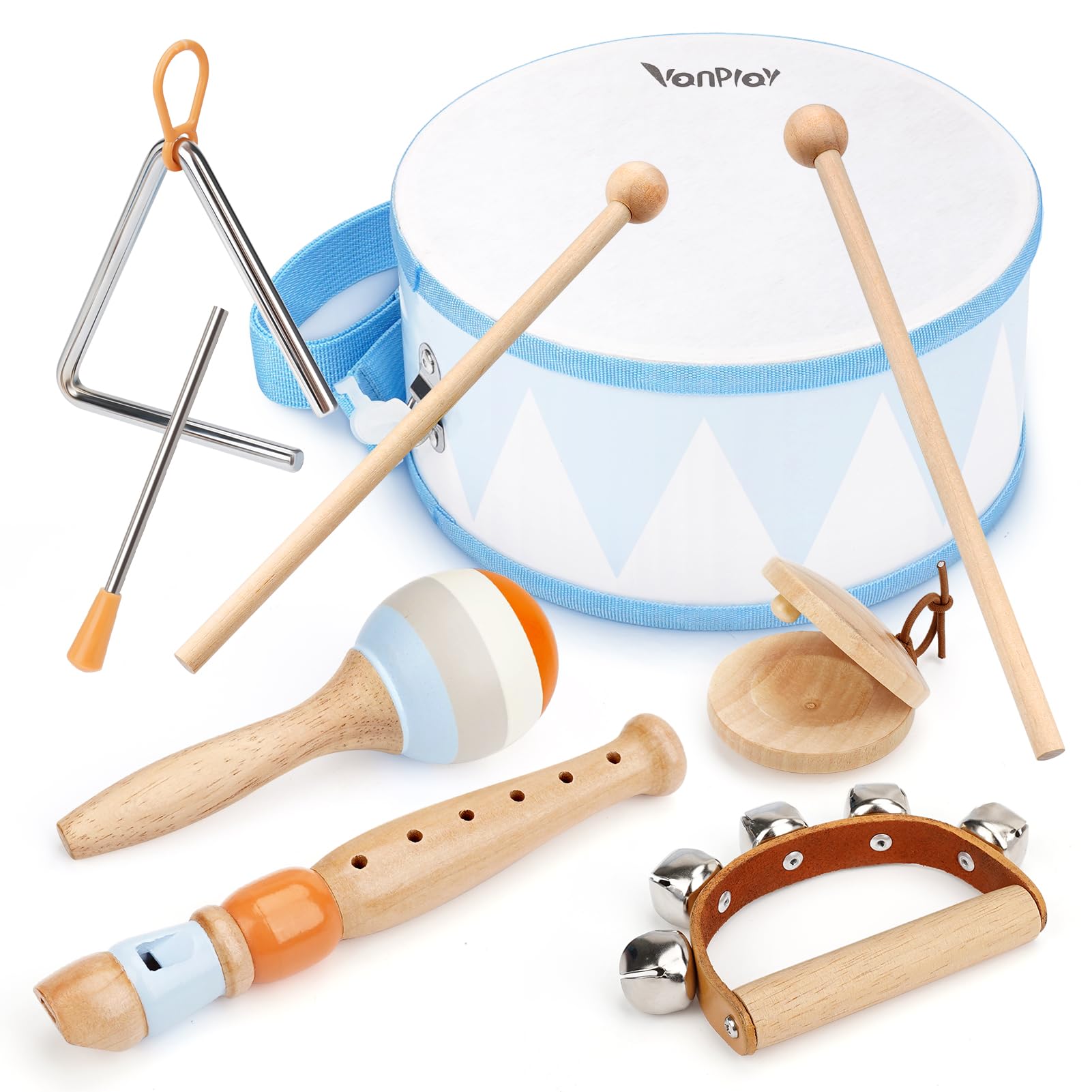 Musikinstrumente Kinder Trommel 6 in 1 Holzspielzeug Trompete Kindertrommel Montessori Spielzeug Baby Geschenk 2 3 4 Jahr Junge Mädchen Angebot bei HelloDeals
