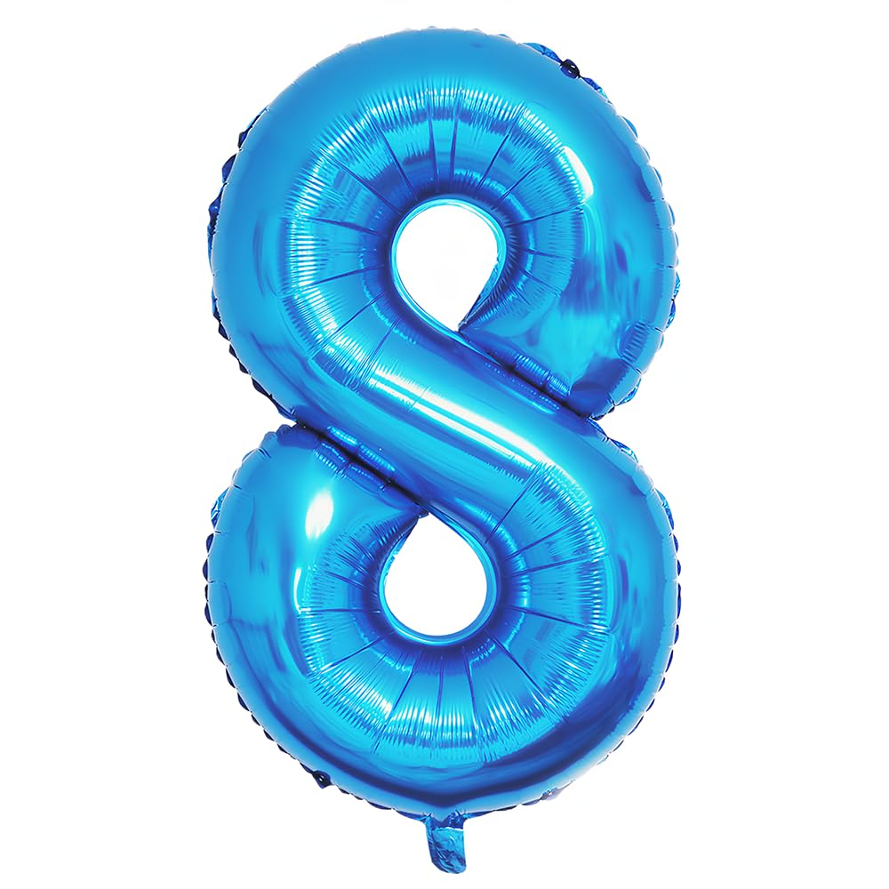 Ponmoo 40 Zoll Foil Luftballon Zahl 8 Blau (101cm), Aufblasbares Helium oder Luft, Riesige Folienballons Nummer 0-100, Große Ballons für Hochzeitstag und Geburtstagsparty Ballon Dekoration Blau Zahl 8 Angebot bei HelloDeals
