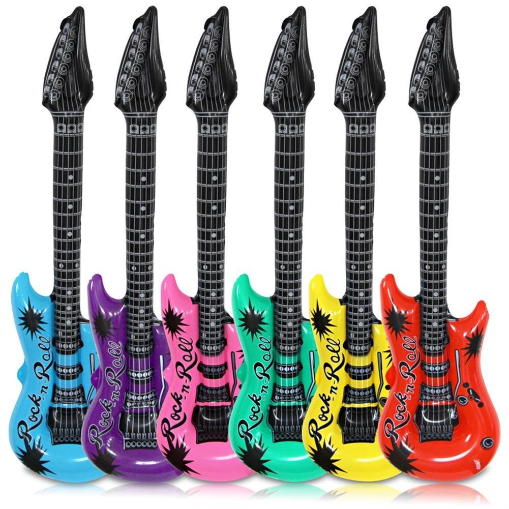 Schramm® 6 Stück Luftgitarren Bunt 100cm in 6 Farben Luft Gitarre Air Guitar aufblasbar 6er Pack Angebot bei HelloDeals