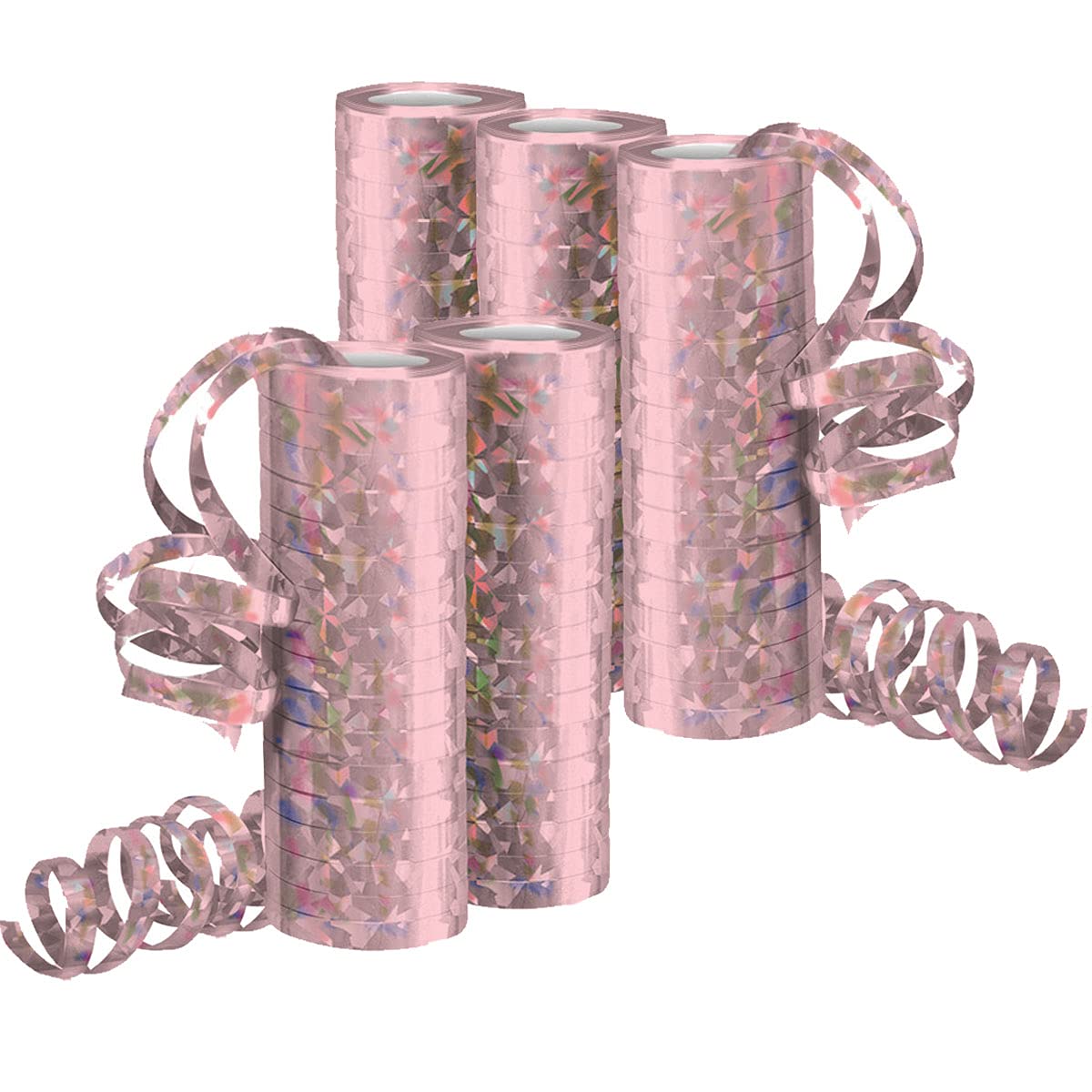 Luftschlangen Metallic Rosegold Glitzer, Party Deko - 5 Rollen mit 18 Glitzernden Luftschlangen für Geburtstag -5STK- Angebot bei HelloDeals