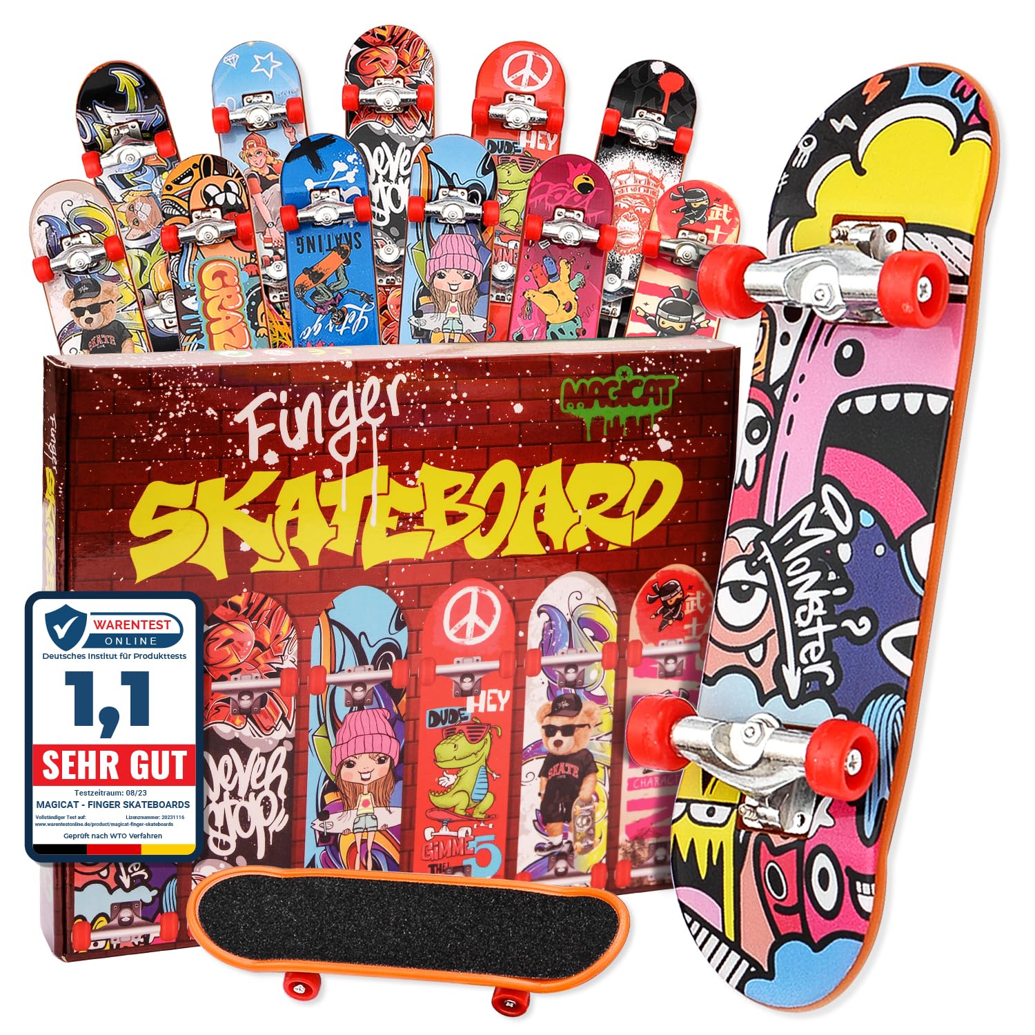 Magicat Finger Skateboard Set – 12 einzigartige Designs für endlosen Spaß! Das Top-Mitgebsel für Kindergeburtstage Kreative Fingerboard Spiele Angebot bei HelloDeals
