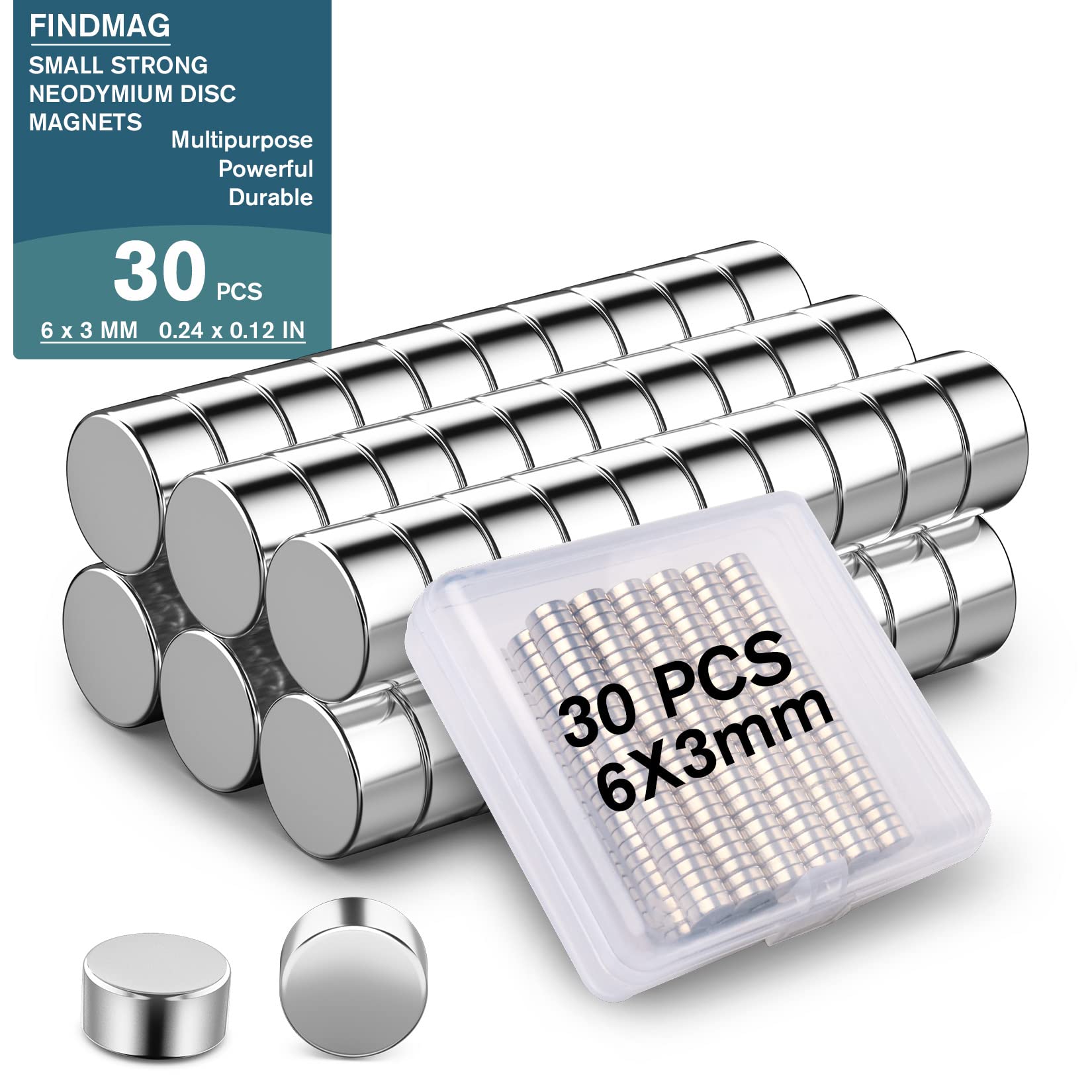 FINDMAG Klein, 30 Stück 6 x 3 mm Neodym, Whiteboard, Magnet Rund, Mini für Magnettafel, Magnete für Pinnwand, Handwerk 30 Stück 6 mm x 3 mm Angebot bei HelloDeals