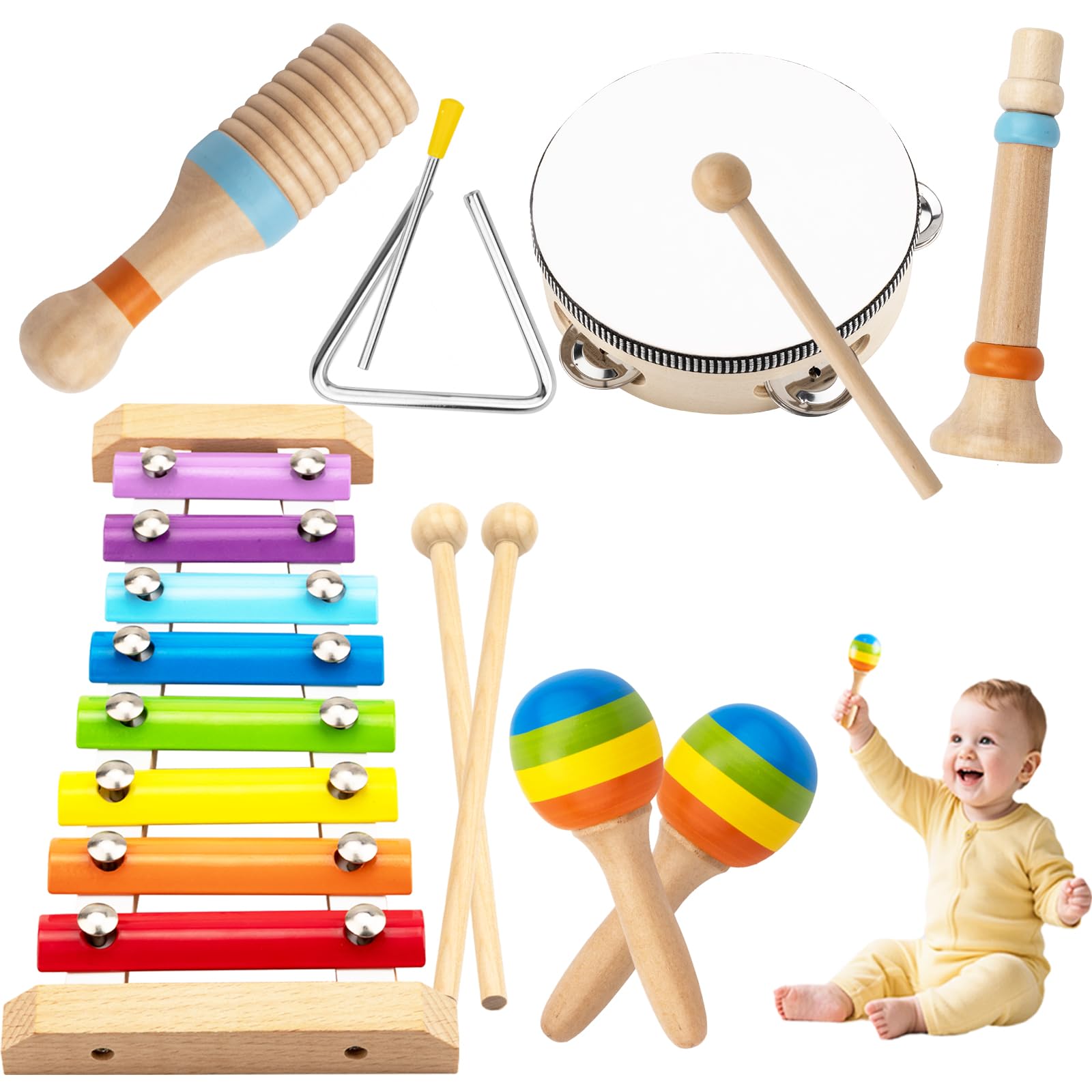 Baby Spielzeug ab 1 Jahr - Montessori Spielzeug ab 1 2 3 Jahr Musikinstrumente für Kinder ab 1 2 3 Jahr Musikinstrumente für Babys Holzspielzeug Geschenke 1-5 Jahr Mädchen Junge Geburtstag Weihnachten Angebot bei HelloDeals