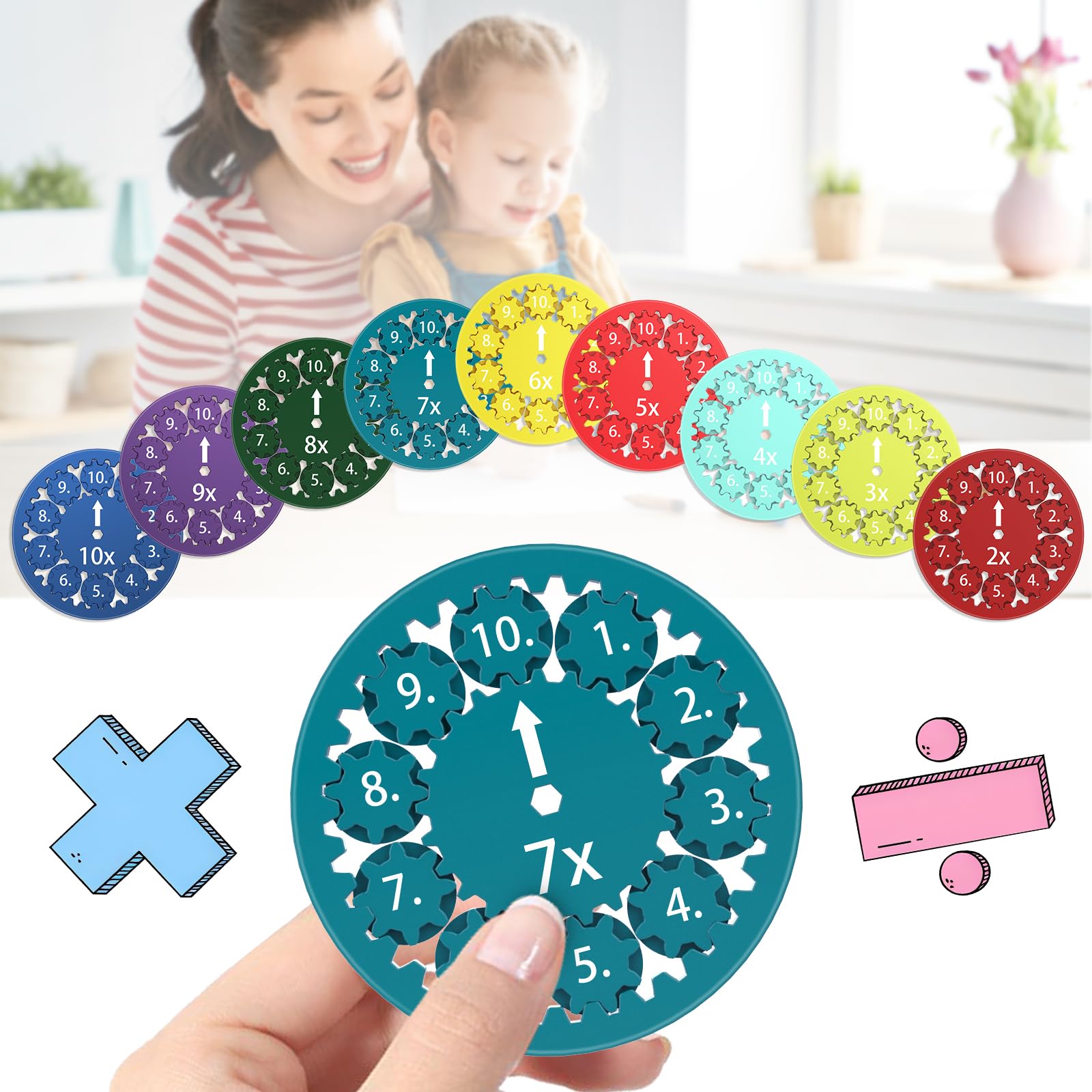 Mathe Fidget Spinner (9 Stück), Fidget Toys Kinder ab 1. Klasse, 1x1 Rechen Knobelspiele, Lernspielzeug Geschenke für 6-10, Interaktive Montessori Spielzeug zum Lernen Multiplikation und Division 9 Stück: Multiplikation & Division Angebot bei HelloDeals