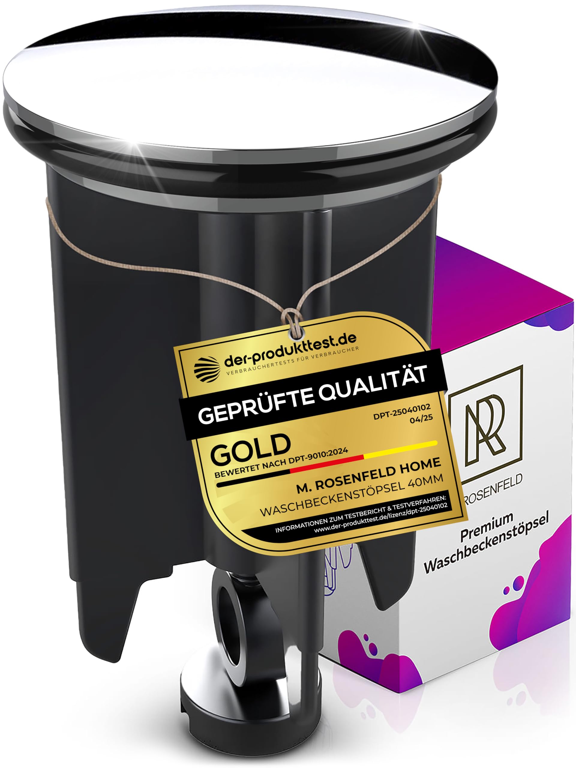 Universal Waschbeckenstöpsel 40mm Chrom Abflussstopfen – aus Messing, universal mit Gummi für Waschbecken im Bad und Bidets - Excenterstopfen - Höhenverstellbar, Rostfrei & Dicht M. ROSENFELD HOME 1 Stk Chrom Stöpsel 40mm Angebot bei HelloDeals