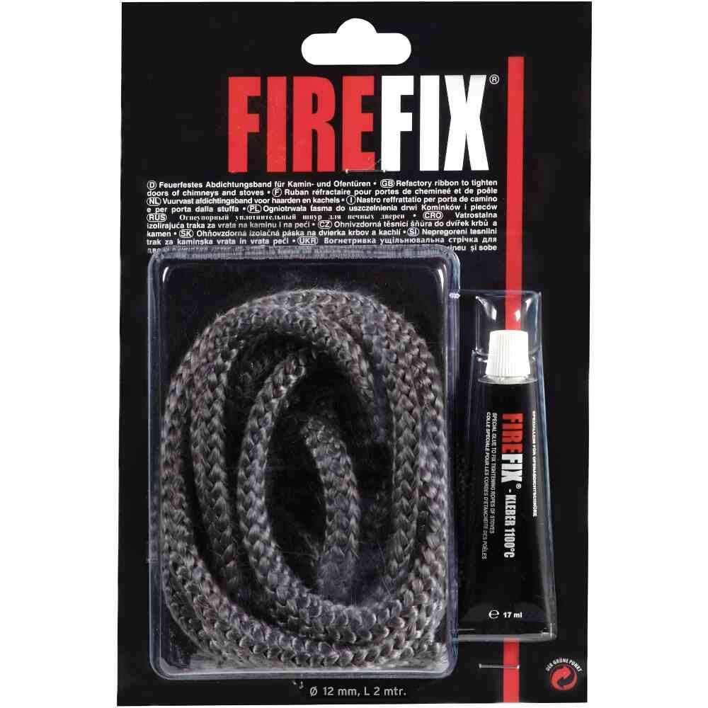 FIREFIX 2046 Keramikkordel ø 12mm, grau I 2m Dichtschnur für Kaminofen I Rundkordel I Ofendichtschnur mit bis zu 1100 °C hitzebeständigem Kleber 17ml , Verpackung kann variieren Angebot bei HelloDeals