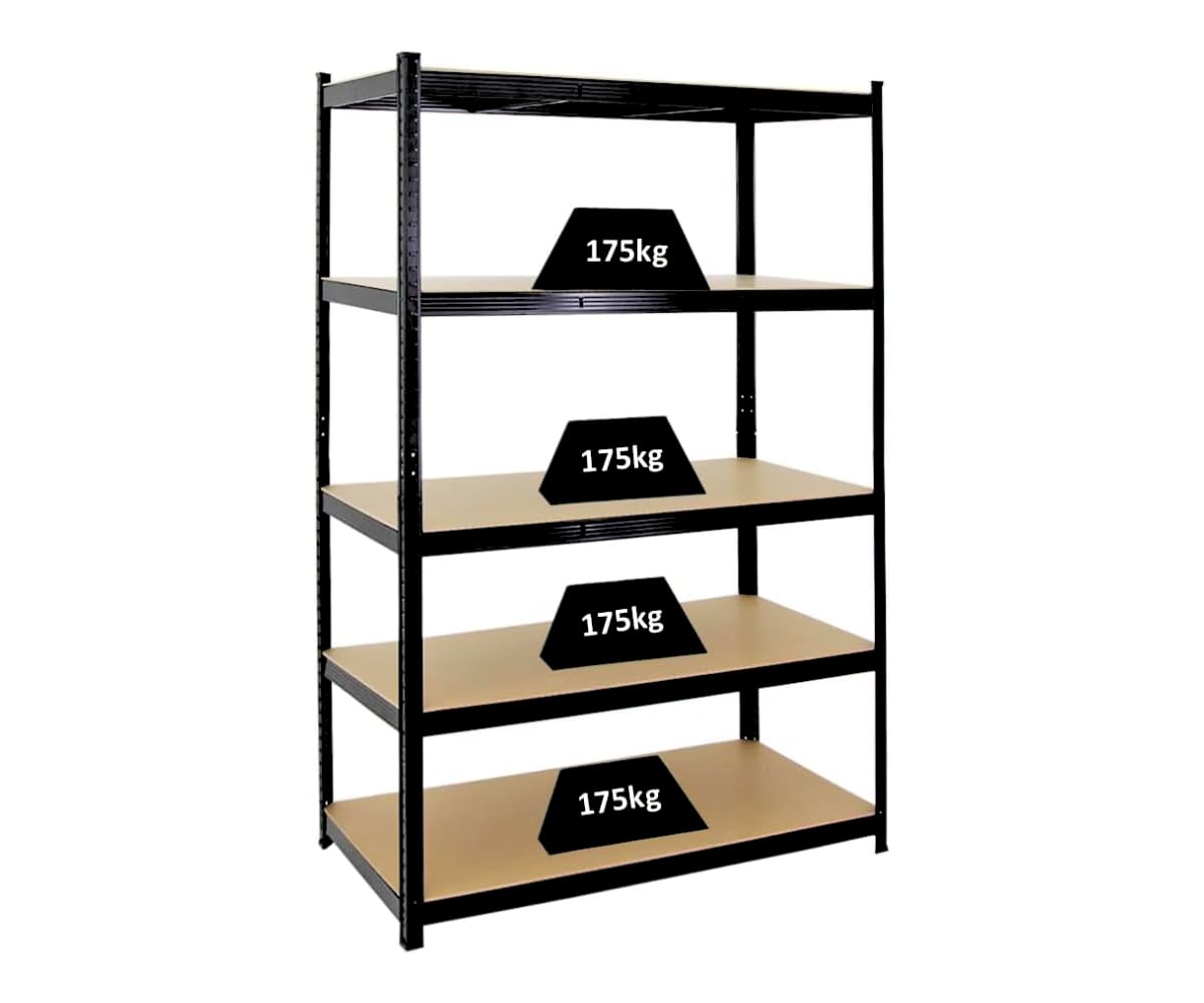 PROREGAL Schwerlastregal Taurus Schwarz 180x120x60cm Gesamtlast 875kg Kellerregal, Steckregal, Garagenregal, Lagerregal 180x120x60cm - Fachlast 175kg Schwarz Angebot bei HelloDeals