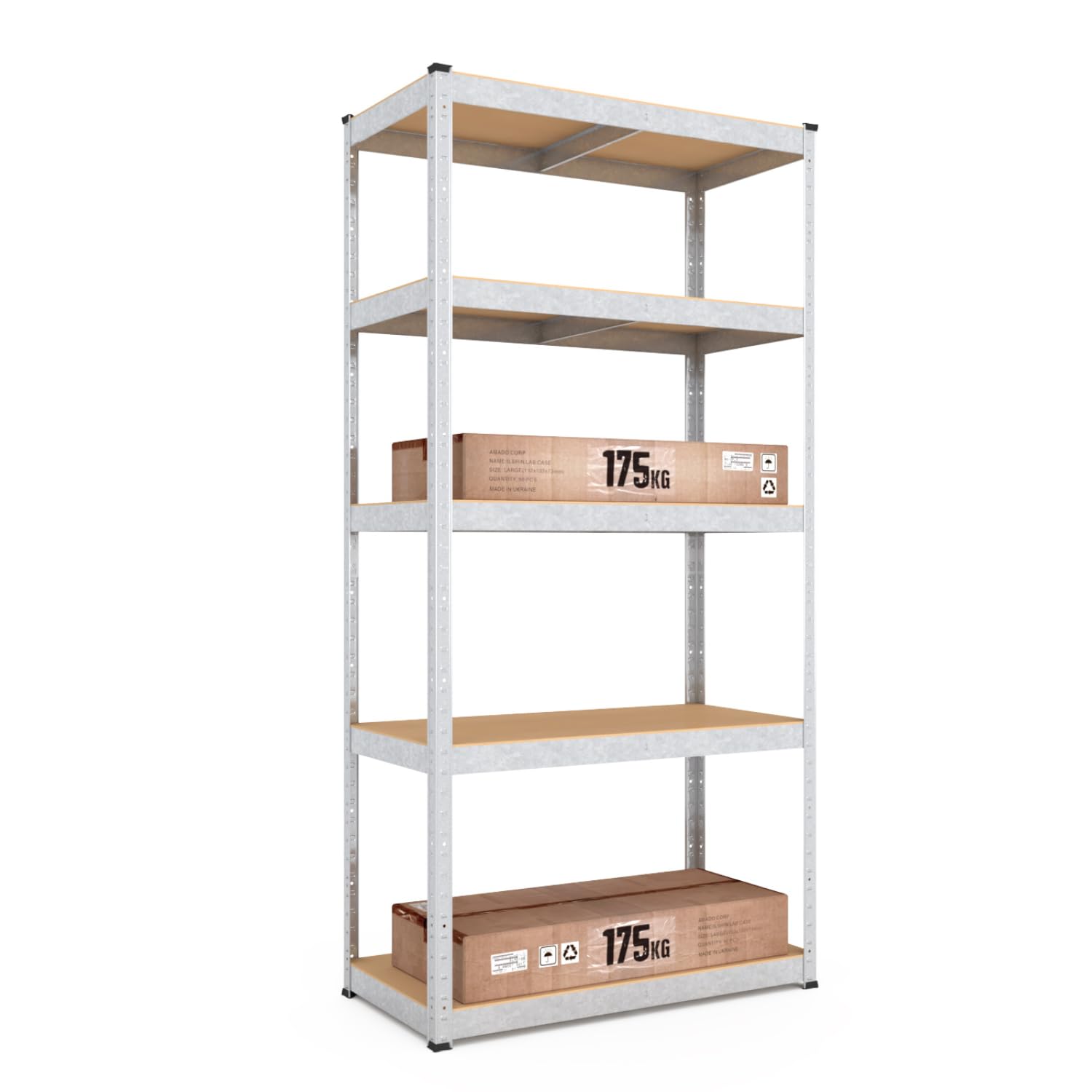 baudim - 180x60x40cm Schwerlastregal/Steckregal mit 5 MDF-Böden und 175 kg Tragkraft, Metallregal, Garagenregal oder Lagerregal, Kellerregal/Abstelraum, Werkstattregal Metall verzinkt 180x60x40 Verzinkt Angebot bei HelloDeals