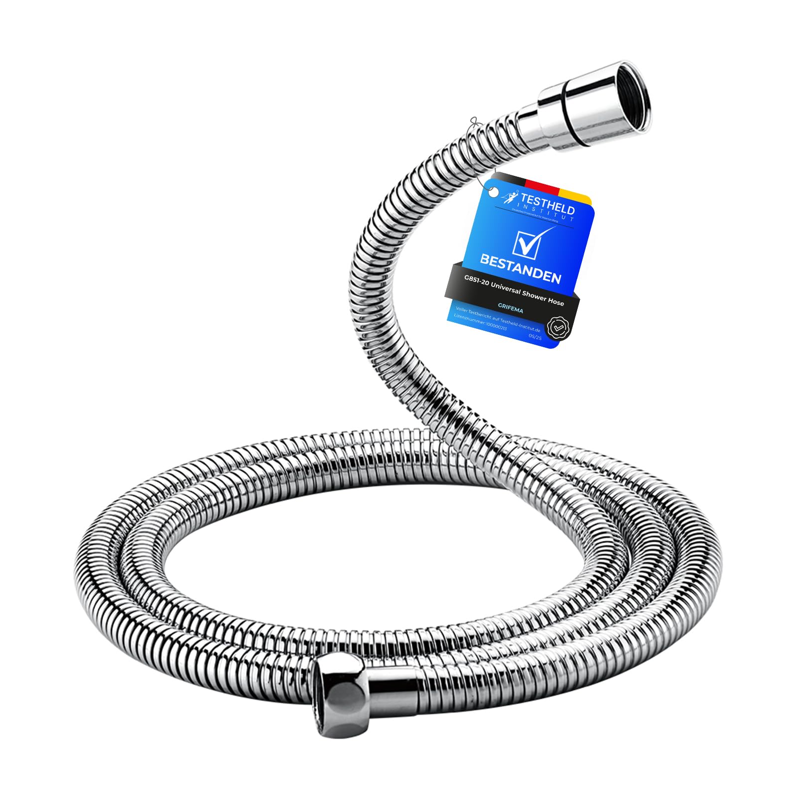 GRIFEMA Duschschlauch 2m – Flexibler Edelstahl Brauseschlauch 200cm, Anti-Knick & Leckfrei, Standard G1/2 Zoll Anschluss mit Messinganschlüssen und Dichtungen, Chrom-Silber Angebot bei HelloDeals