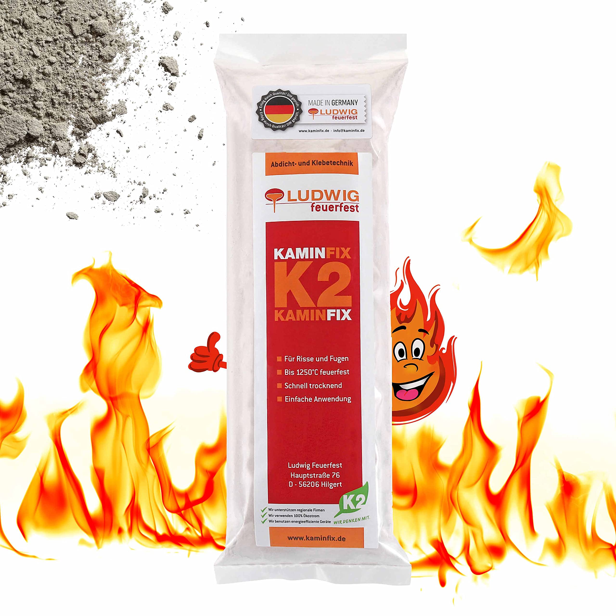 Schamottemörtel Made in Germany für die einfache und schnelle Reparatur. Hydraulische Abbindung mit 28–32% Wasser. Ofen und Kaminmörtel Feuerfester Mörtel Feuerbeton Kaminfix K2 (0,750 kg) Angebot bei HelloDeals