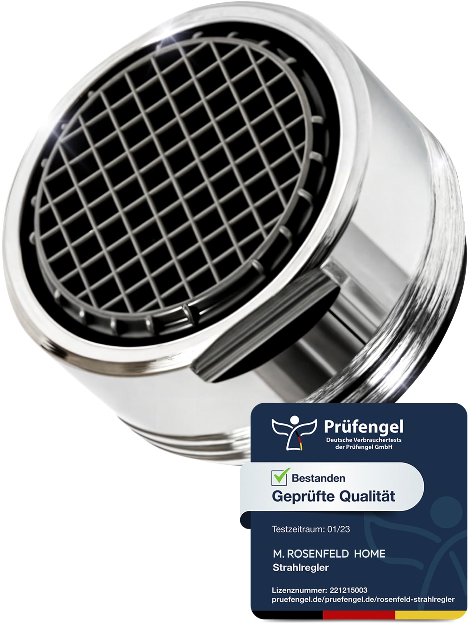 M. ROSENFELD HOME Strahlregler Wasserhahn Aufsatz Küche & Bad M24 Wassersparen 5 l/min - High Tech Anti Kalk Wasserhahn Sieb mit Kugelförmige Filter - Luftsprudler aus Messing - In Italien hergestellt 1 Chrom Sehr Wassersparend Angebot bei HelloDeals