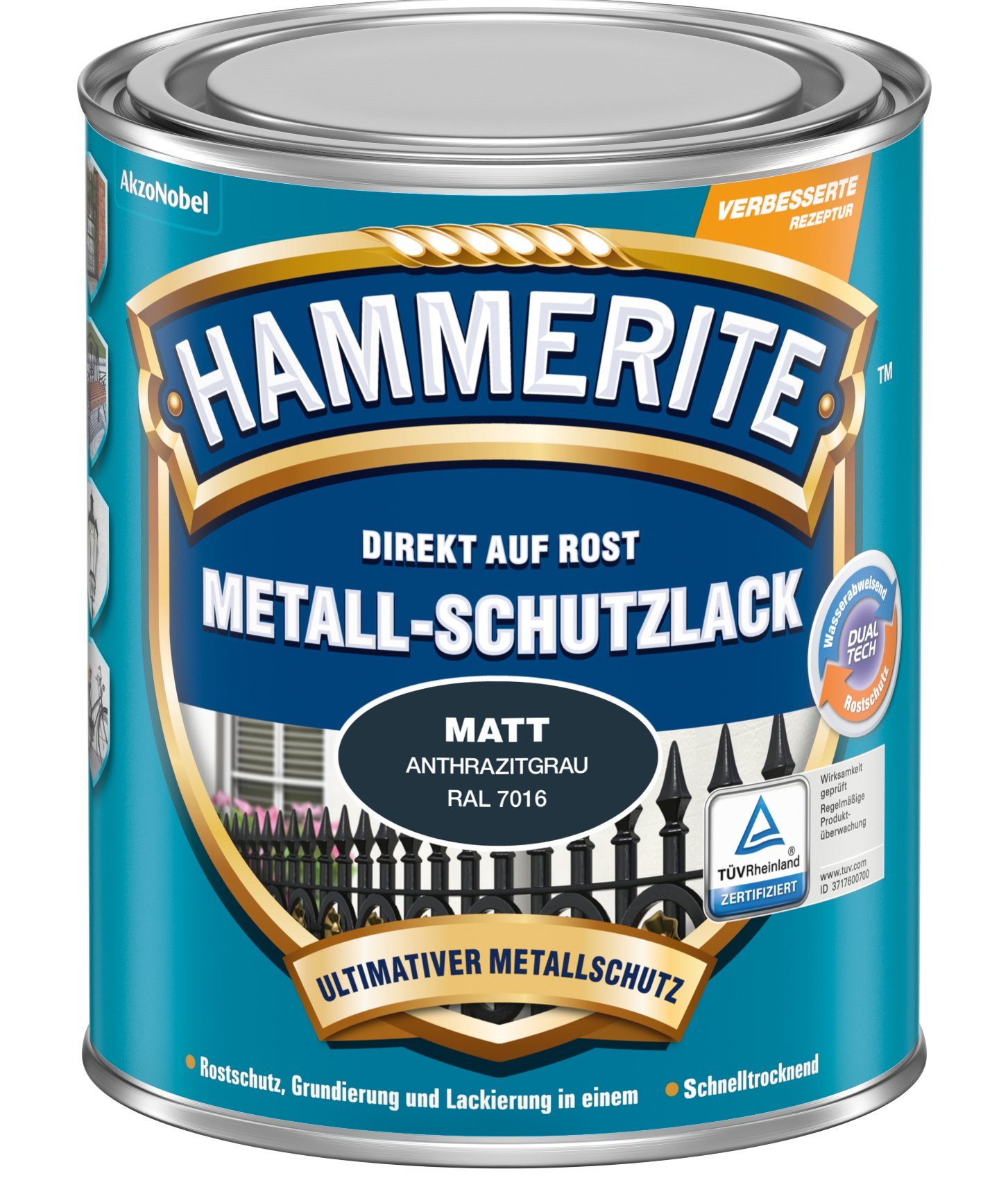 Hammerite Metallschutzlack Matt, 3in1 - Rostschutz, Anthrazitgrau, 750 ml Anthrazitgrau 750 ml (1er Pack) Angebot bei HelloDeals