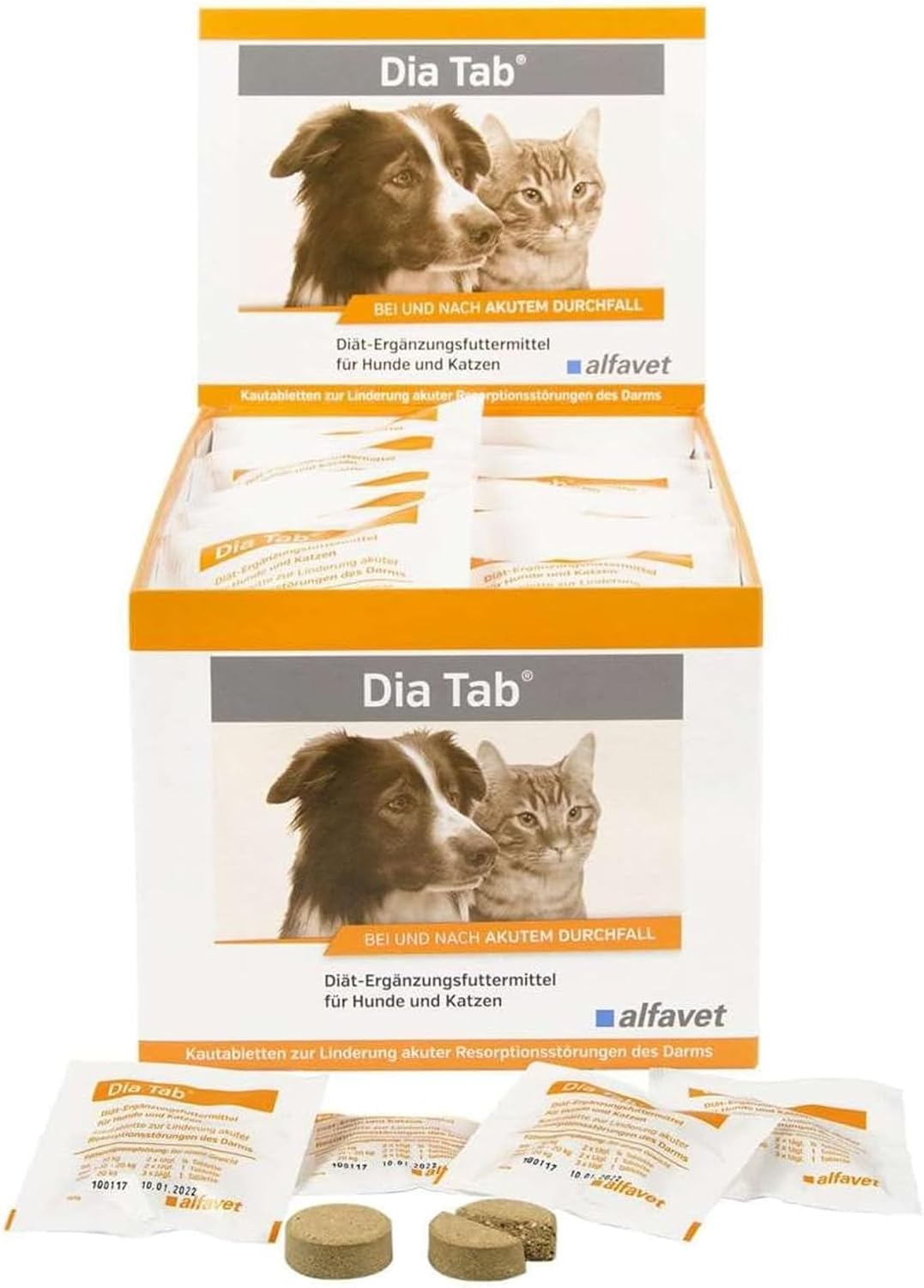 alfavet Dia Tab, 20 x 5,5g, Diät-Ergänzungsfuttermittel für Hunde und Katzen, Kautablette gegen Durchfall Angebot bei HelloDeals