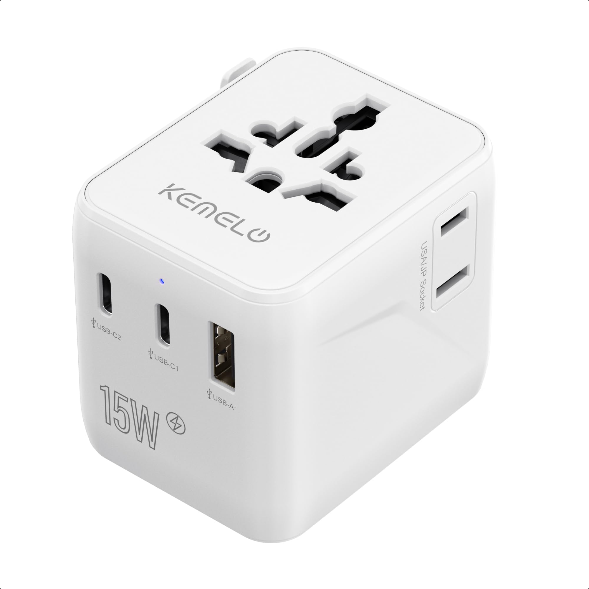 5 in 1 Reiseadapter Weltweit,Universal Adapter mit USB A,USB C,1 Weltweit Steckdose und 1 USA/JP Steckdose,Travel Reisestecker Internationaler Steckdosenadapter für EU USA UK Canada Japan Australien 15W Weiß Angebot bei HelloDeals