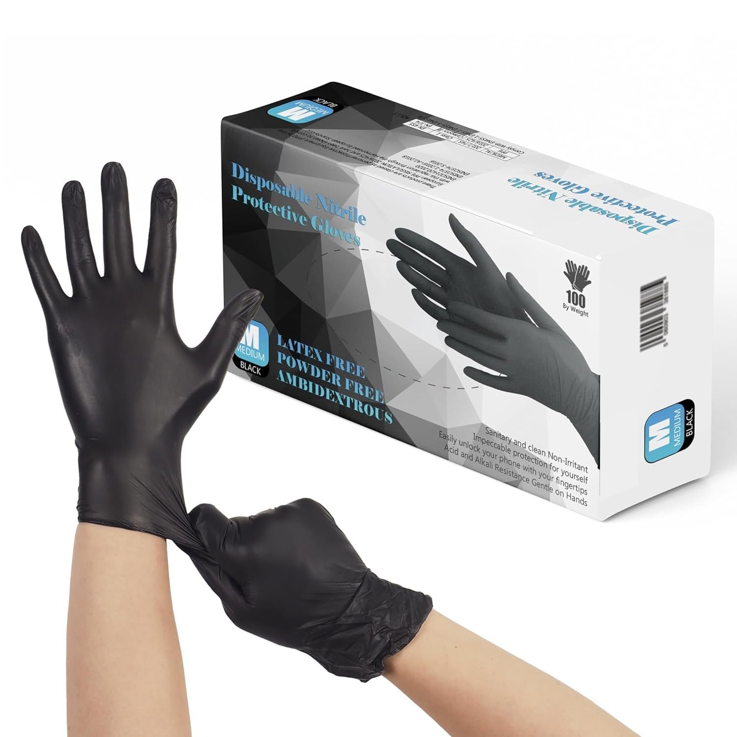The Real Touch Einweghandschuhe, Schwarze Nitrilhandschuhe - 100 Stück Handschuhe, Puderfrei & Latexfrei Handschuhe Einweg, Einmalhandschuhe für Küche, Reinigung, und Medizin M (Pack of 100) Schwarz Angebot bei HelloDeals