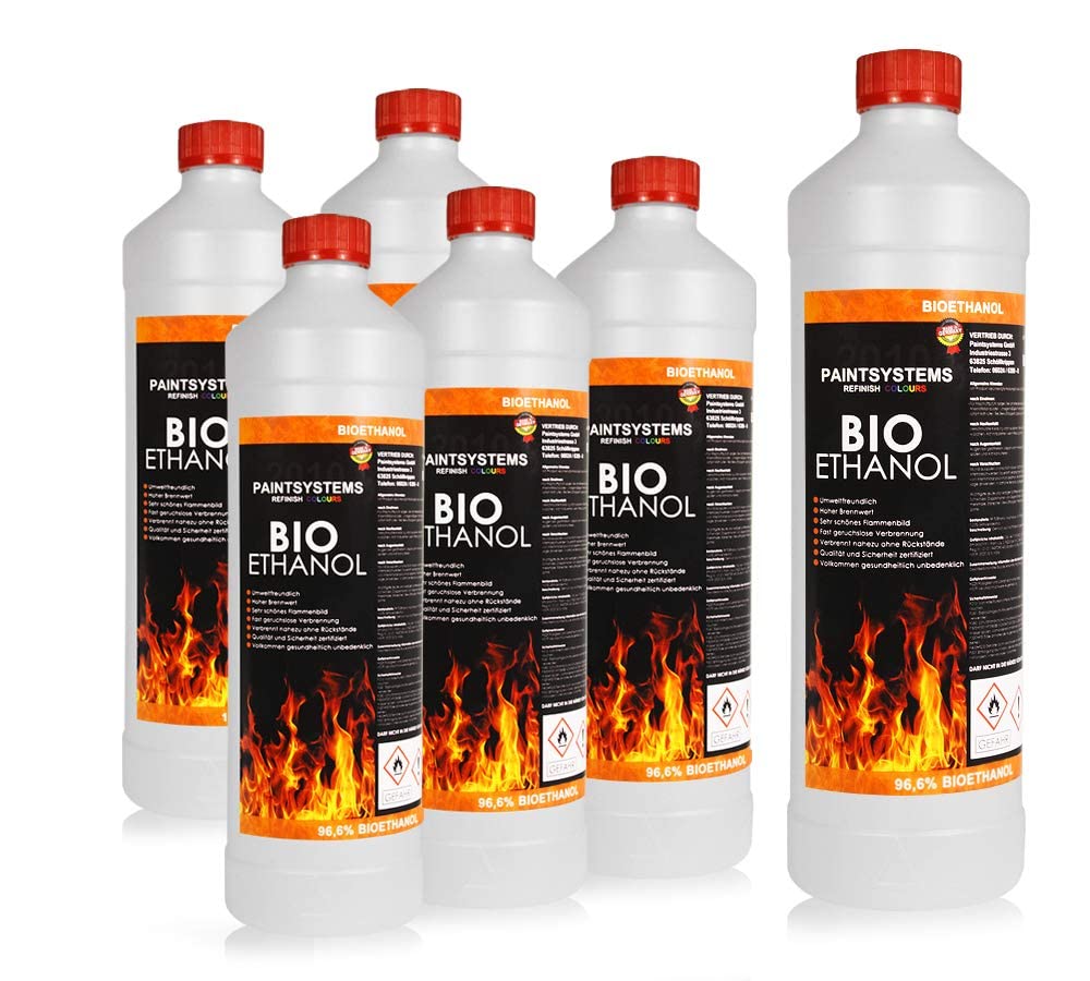 Bio Alkohol 100% 6 x 1 Liter - BIOETHANOL für Alkohol-Kamine, Tischfeuer, Ethanolkamine, Alkoholbrenner, Terrassenfeuer, Raumfeuer, Standfeuer oder Gartenfeuer Angebot bei HelloDeals