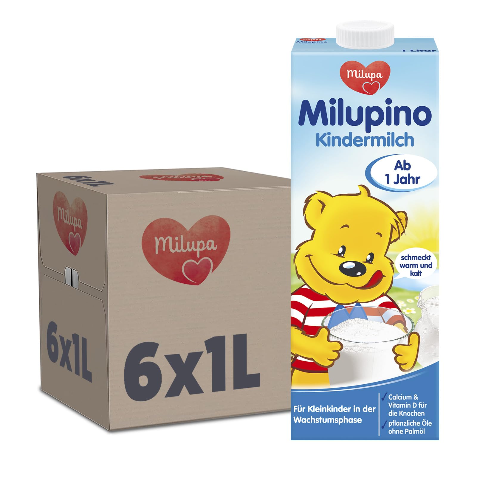 Milupa Milupino Kindermilch trinkfertig (6x1L), ab 1 Jahr, für Kleinkinder in der Wachstumsphase 1 l (6er Pack) Single Angebot bei HelloDeals