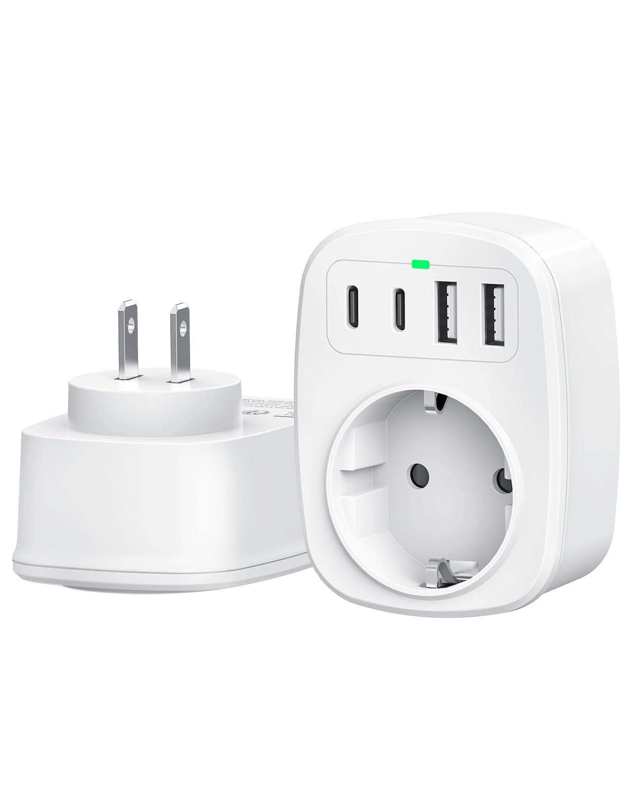 Adapter Japan Deutschland Stecker, Japan Steckdosenadapter mit 2 USB C und 2 USB A, 5-in-1 Steckdose Reiseadapter Typ A Stromadapter für Japan, USA, Thailand, China, Kanada Angebot bei HelloDeals