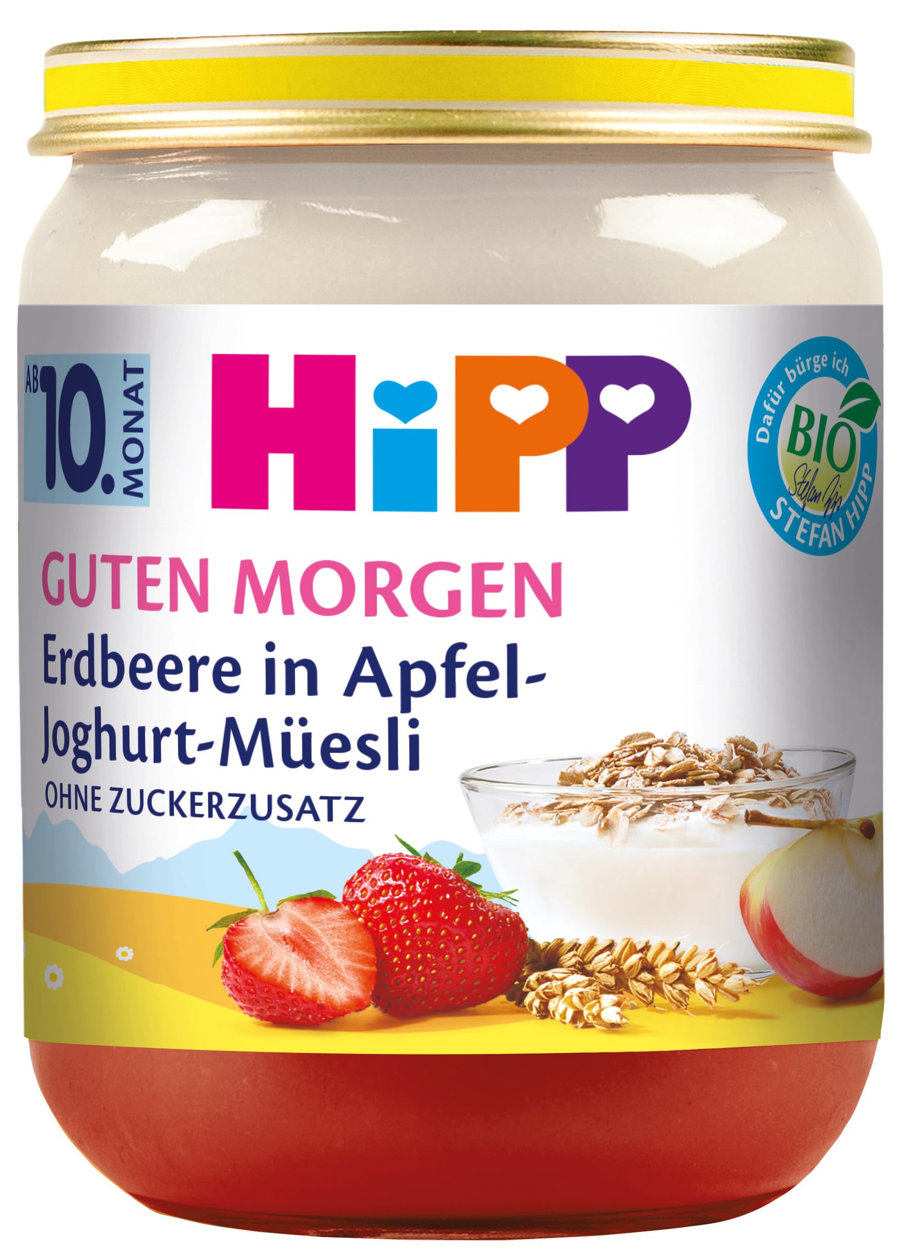 HiPP Bio Guten Morgen Erdbeere in Apfel-Joghurt-Müesli (6 x 160g), ab 10. Monat, ohne Zuckerzusatz, mit wertvollem Calcium, in bester Bio-Qualität Angebot bei HelloDeals