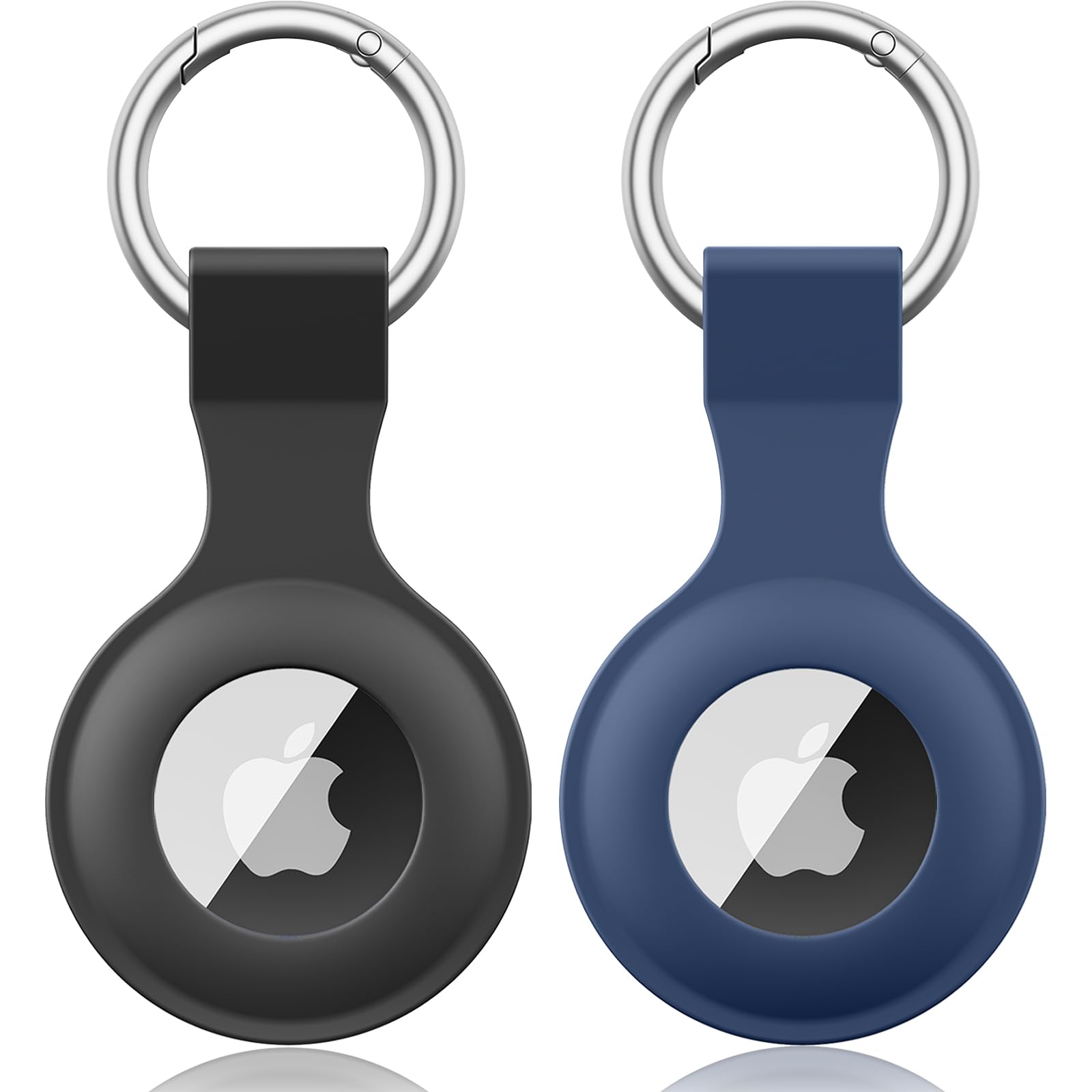 【2 STÜCK】 Wanme Hülle für Apple AirTag Anhänger mit Schlüsselanhänger, AirTags Silikon Tragbar Keyring Abdeckung, Schutzhülle für Apple AirTag Case Tracker (Schwarz+Marineblau) Angebot bei HelloDeals