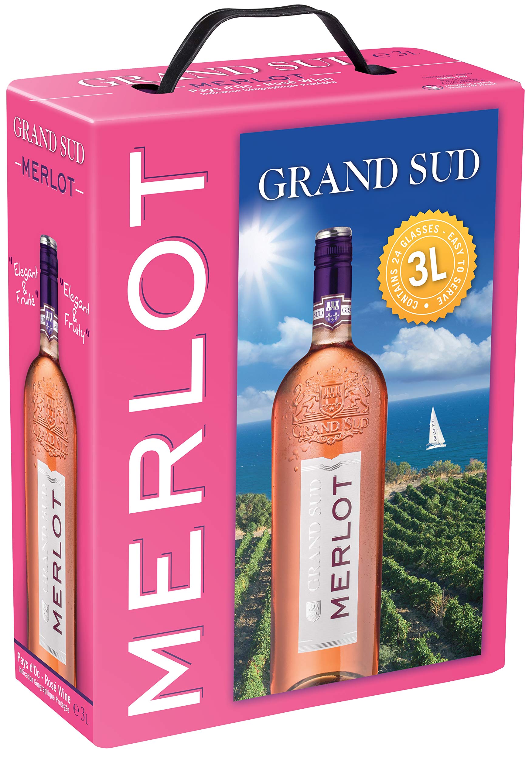 Grand Sud - Merlot Rosé aus Süd-Frankreich - Sortentypischer Trocken Roséwein - Großpackungen Wein Bag in Box 3l (1 x 3 L) 1 x 3 l Single Angebot bei HelloDeals