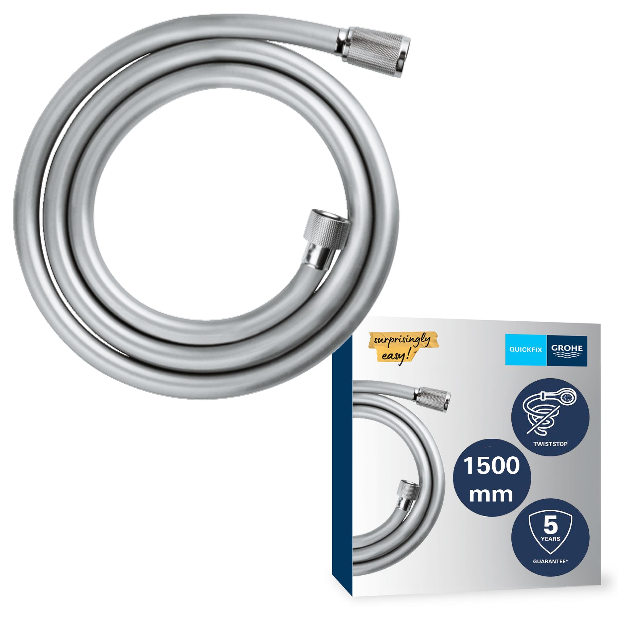 GROHE Vitalioflex, Duschschlauch 1,50m (flexibler knickfester Brauseschlauch für die Dusche, druckbeständig, universaler Anschluss, keine Dichtungsringe notwendig), chrom, 28743002 1500mm Angebot bei HelloDeals