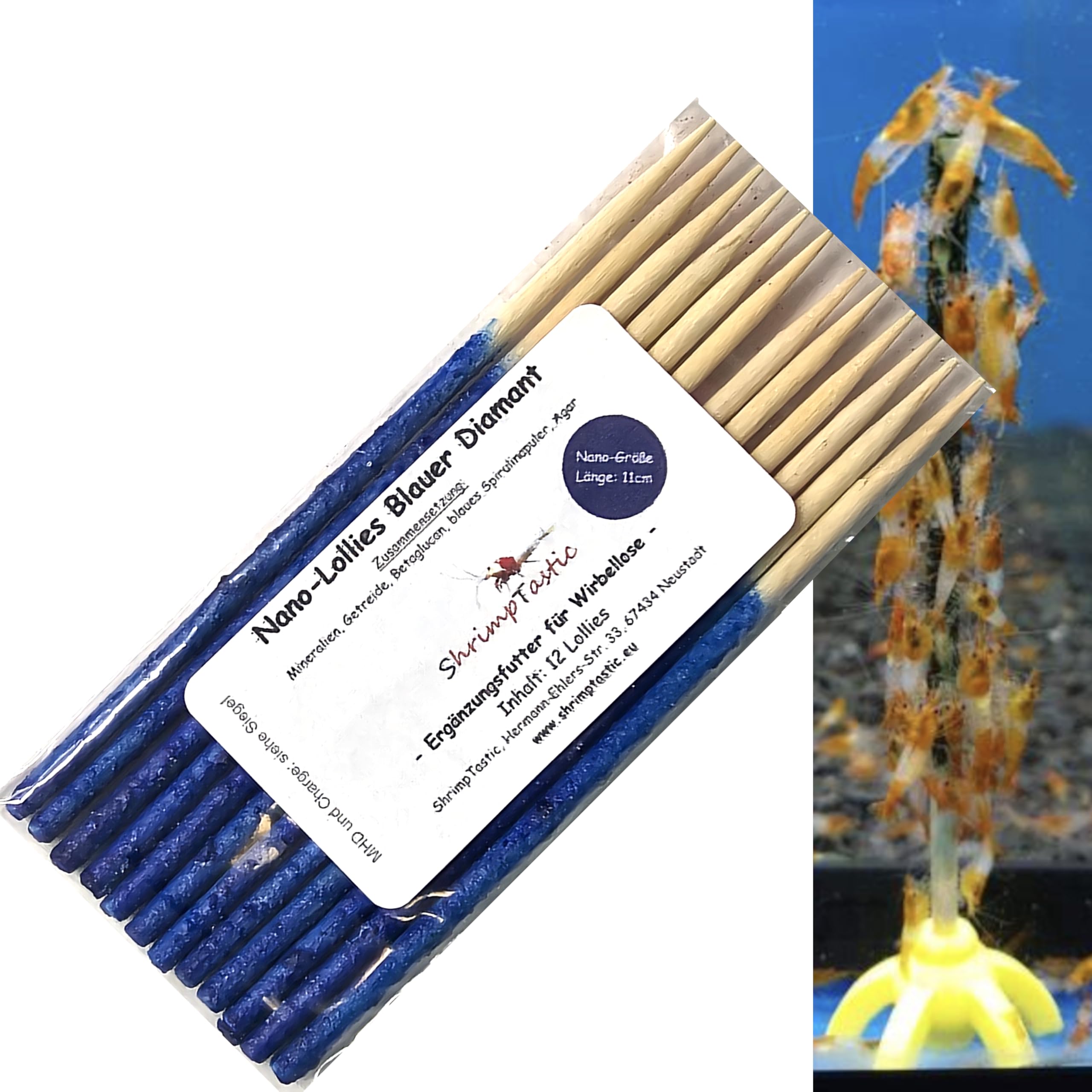 Nano-Lollies Blue Dream 11cm / 12 Stück/Futter Garnelen Lollies Lutscher Sticks Stangen Angebot bei HelloDeals