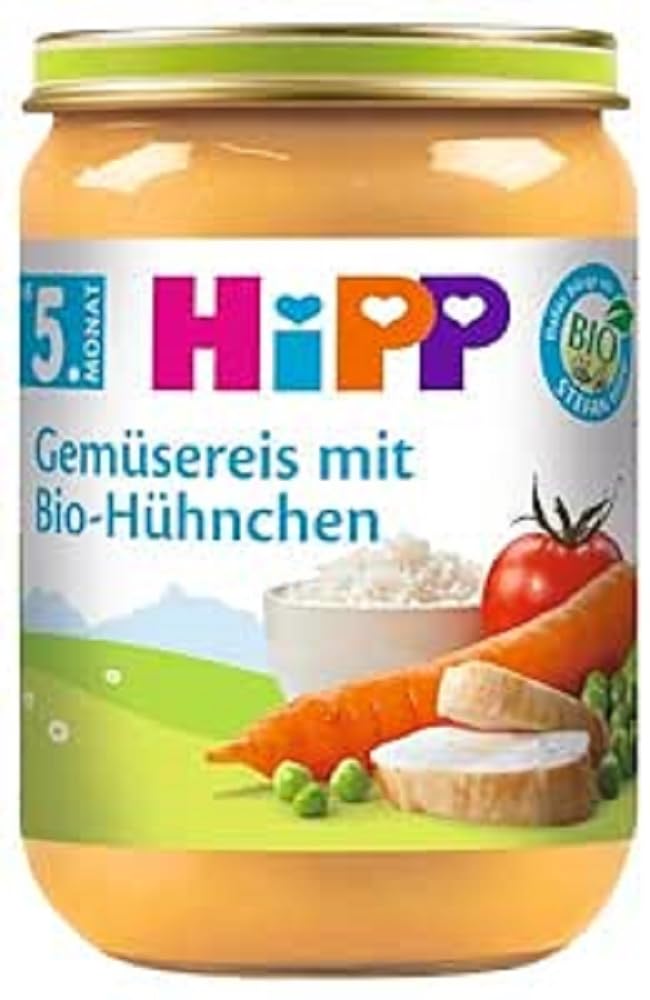 HiPP Gemüsereis mit Bio-Hühnchen, 6er Pack (6 x 190 g) Gemüsereis mit Bio-Hühnchen 190 g (6er Pack) Angebot bei HelloDeals