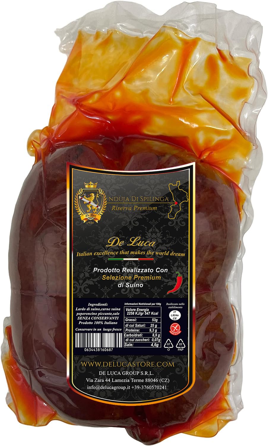 Nduja Di Spilinga, Premium Reserve, vom schwarzen Schwein, 100% italienisch De Luca, hergestellt in Kalabrien, De Luca, die italienische Exzellenz, die die Welt zum Träumen bringt, 400 g Angebot bei HelloDeals