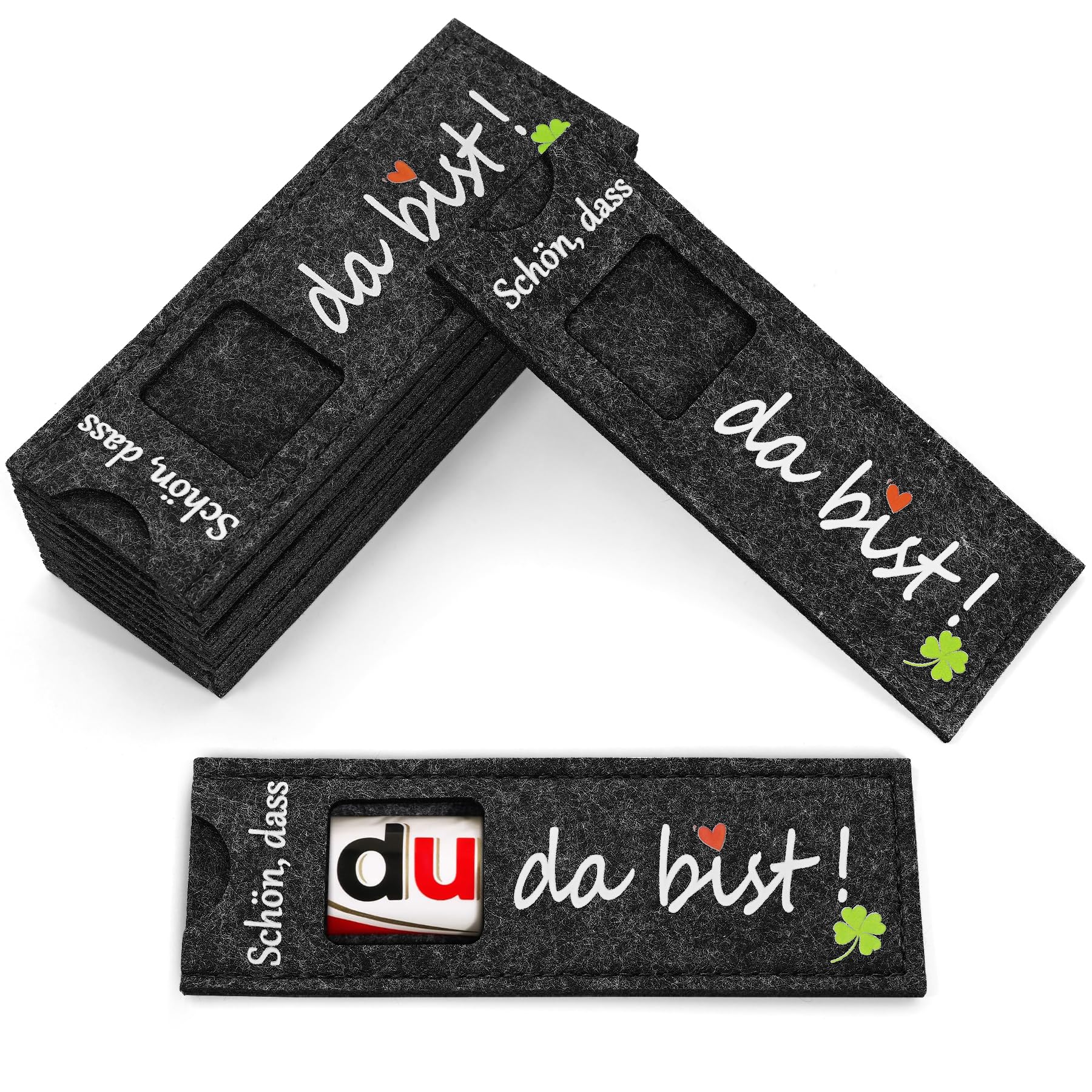 Schön, dass du da bist - 10 Stück - Filzhülle für schokolade ohne Schokolade - Gastgeschenk Gäste - Geschenk für Hochzeit Taufe Weihnachten Geburtstag Konfirmation (Schön, dass du da bist 10 Stück) Angebot bei HelloDeals