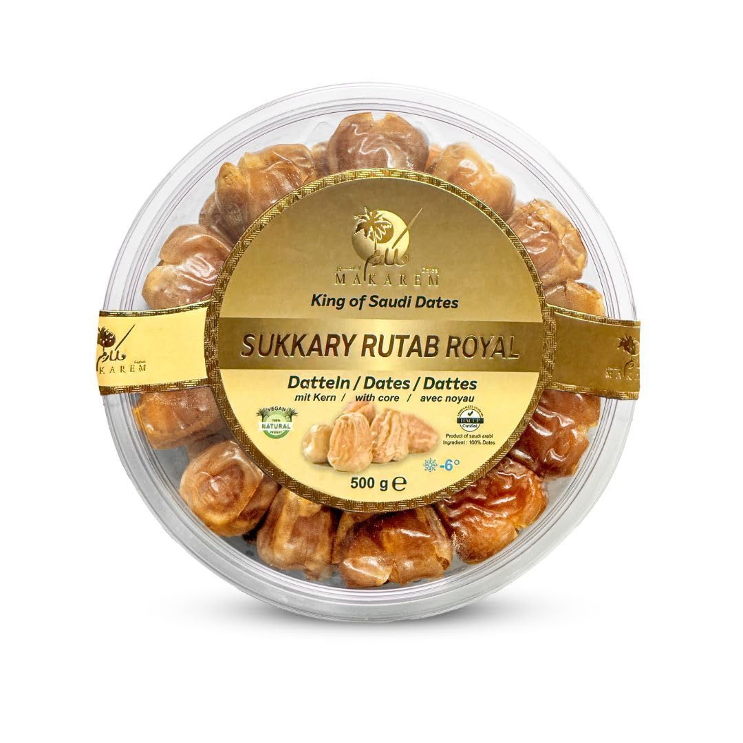 Makarem® Sukkari Rutab Royal Datteln Premium Sukkary 2Kg (4x500g) | 100% frische Ernte | Saudi Arabien | OHNE Zusatzstoffe 2Kg (4x500g) -28% Angebot bei HelloDeals