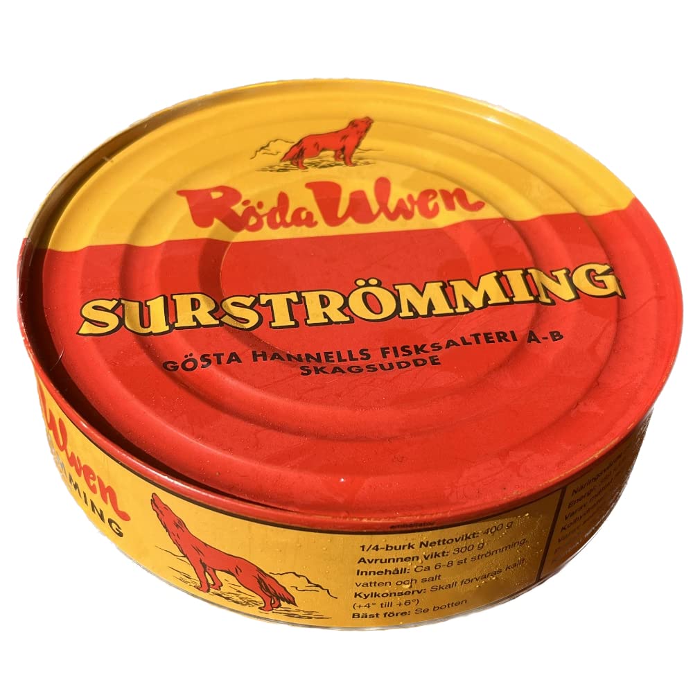 Surströmming HERING | GEKÜHLTER VERSAND | Schwedische Spezialität | Röda Ulven 300g/400g Dose (fermentierte Heringe) | Surströmming Challenge | Fisch aus Schweden Hering 300 g (1er Pack) Angebot bei HelloDeals