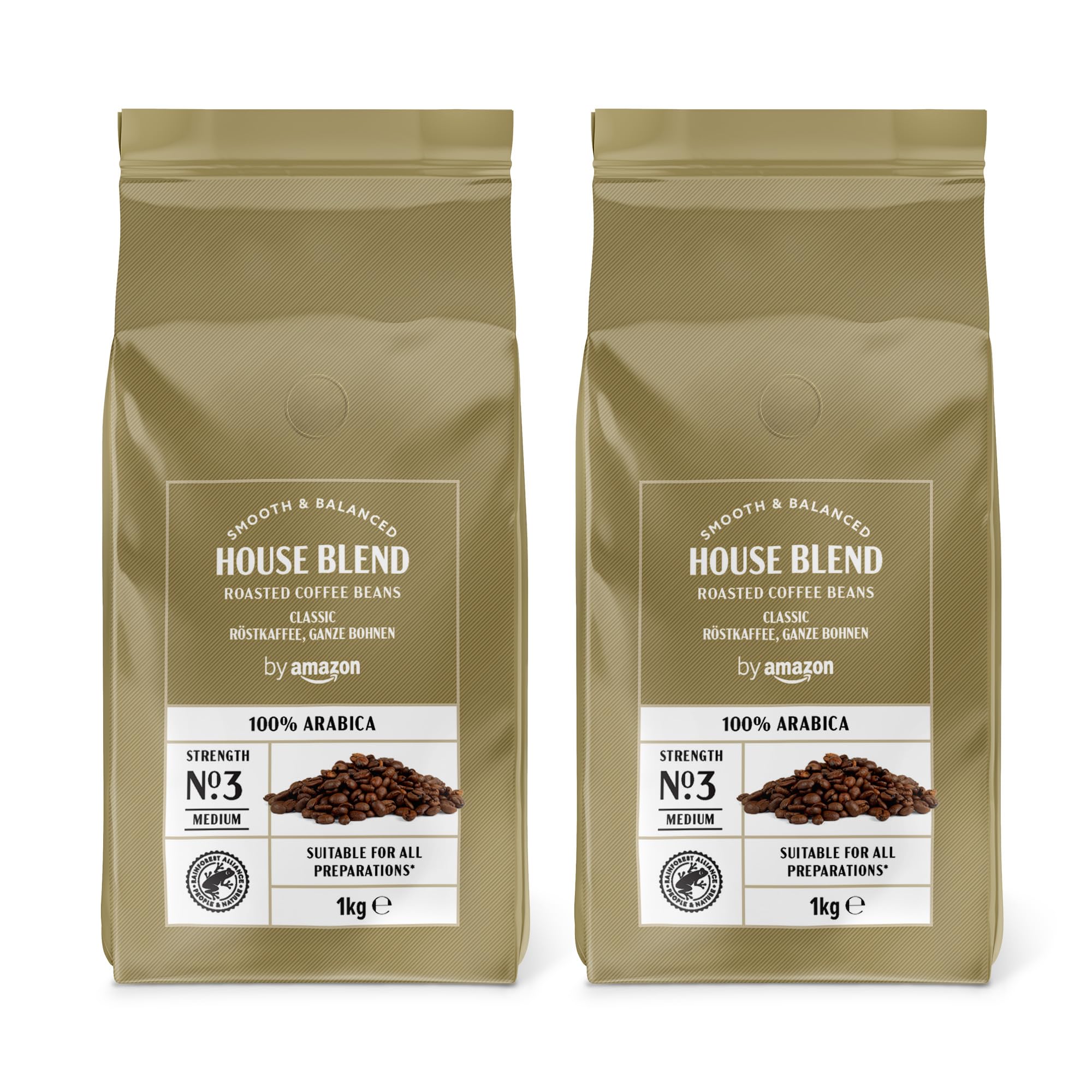 by Amazon Kaffeebohnen, Mittlere Röstung, 100% Arabica, Amaretto, 2kg (2 Packungen mit 1kg) House Blend 1 kg (2er Pack) Angebot bei HelloDeals