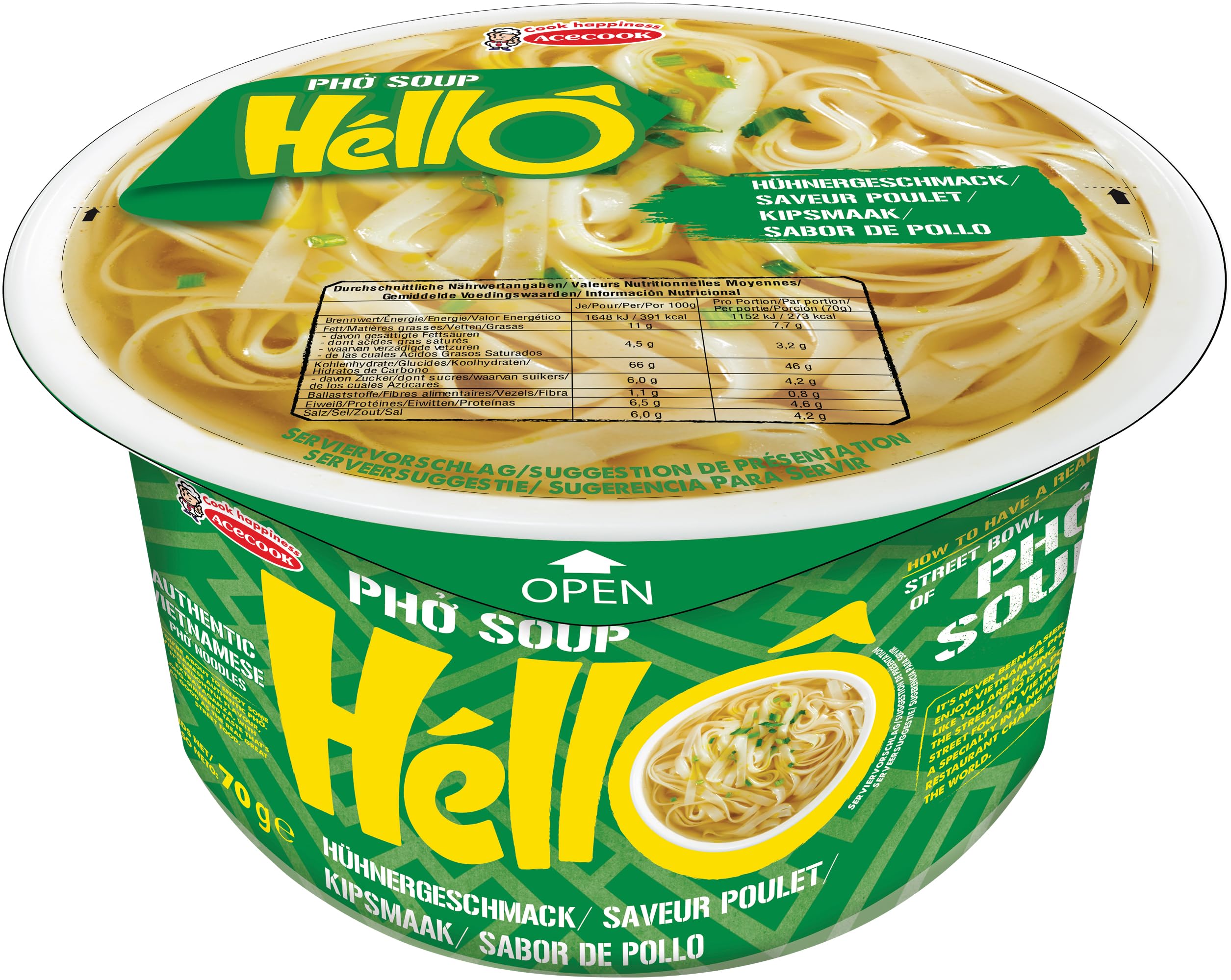 HELLO PHO Instantreisnudeln, Huhn, glutenfrei - 1 x 70 g Angebot bei HelloDeals