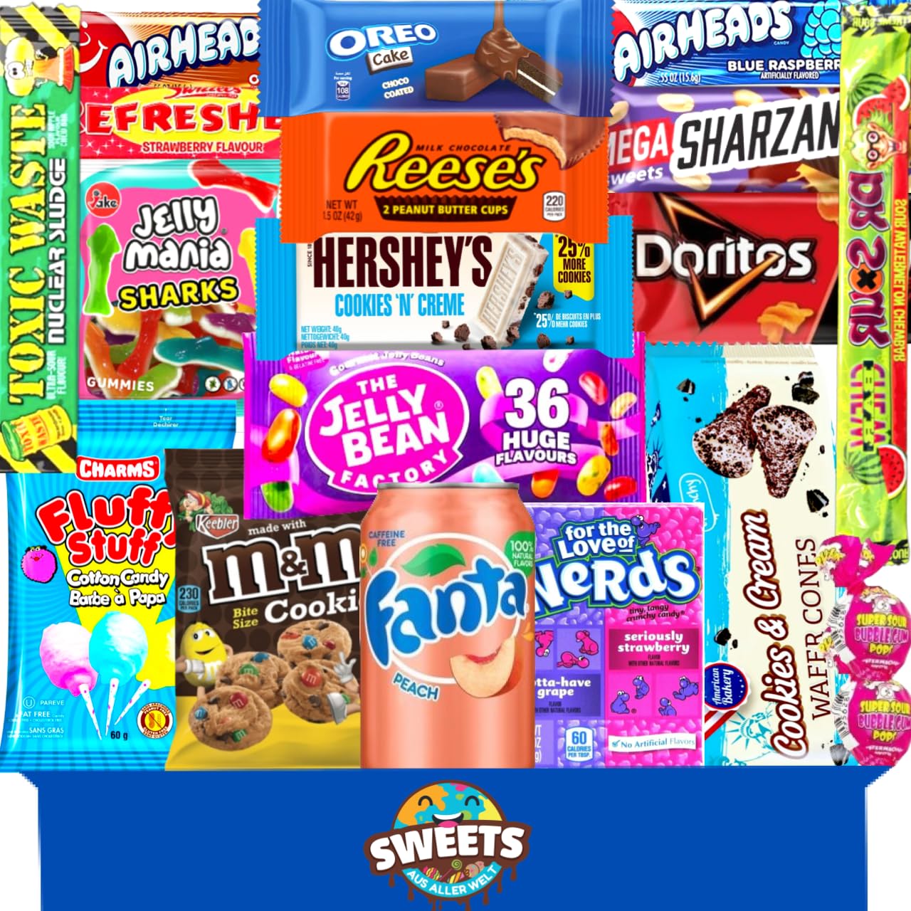 Amerikanische Süßigkeiten Box mit leckeren USA Snacks - Süßigkeiten aus aller Welt - American Candy Box von Sweets aus aller Welt (Groß) XL Angebot bei HelloDeals