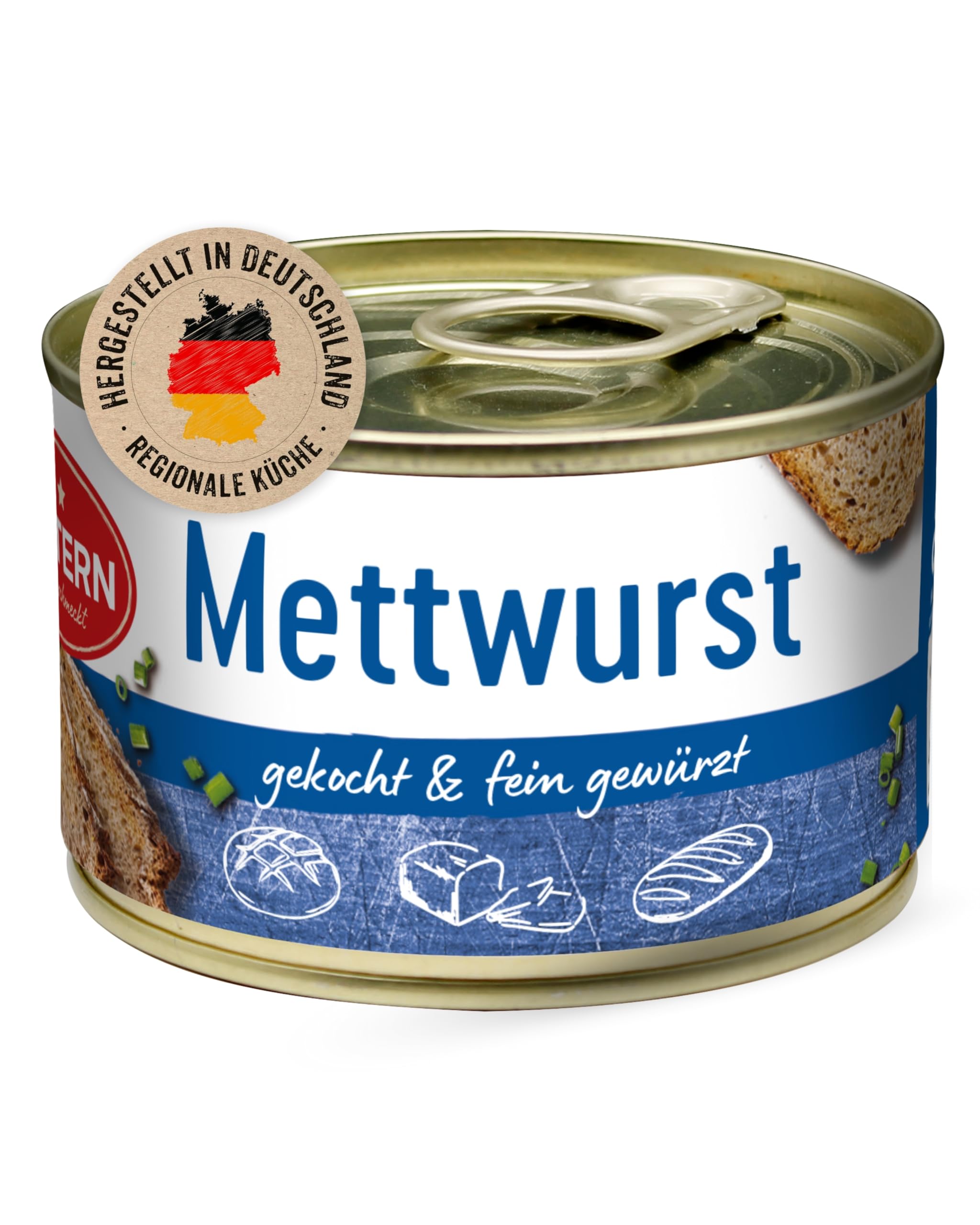 DREISTERN Mettwurst 160g I Mit Speck & Gewürzen I Herzhafte Spezialität in recyclebarer Konservendose I Lange Haltbarkeit dank natürlicher Konservierung I Hausmacher Qualität 160 g (1er Pack) Angebot bei HelloDeals