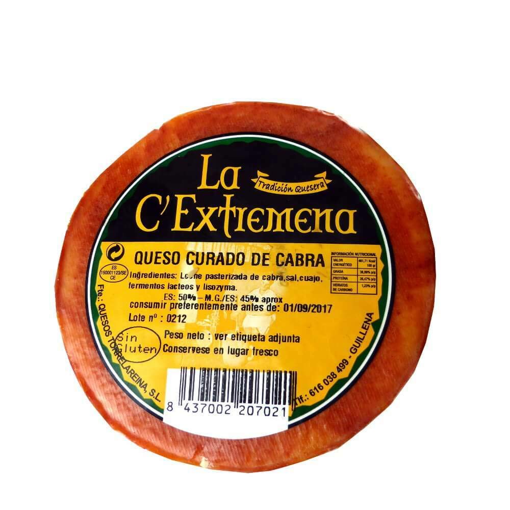 ganzer Laib La Extremeña gereifter Ziegenkäse curado mit pasteurisierter Milch aus Spanien - Paprika Rinde Angebot bei HelloDeals
